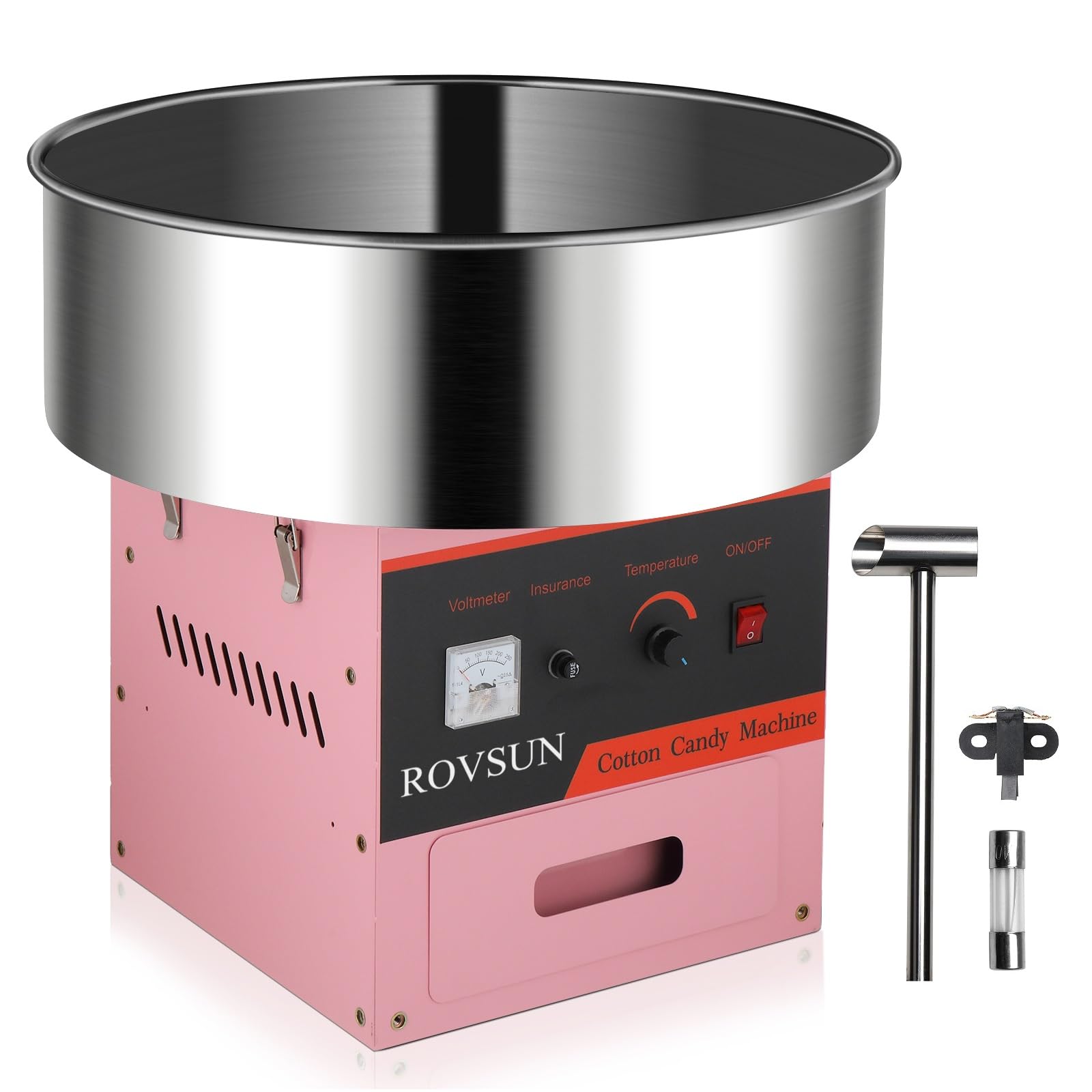 ROVSUN 21" 980W 110V Cotton Candy Machine with Bowl Pink