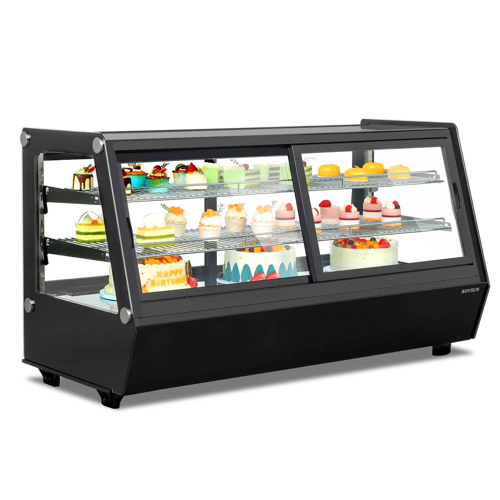 ROVSUN 7.1 Cu.Ft 400W 110V Black Refrigerated Bakery Display Case Countertop