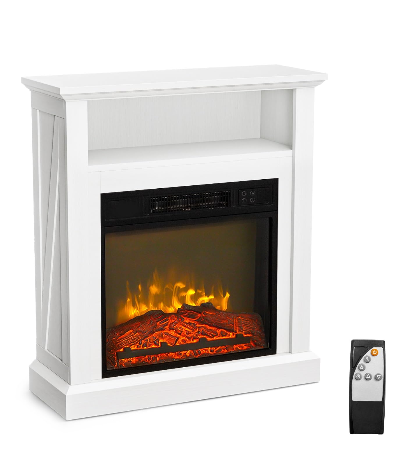 ROVSUN 30'' W 1400W 120V Electric Fireplace with Mantel & Remote