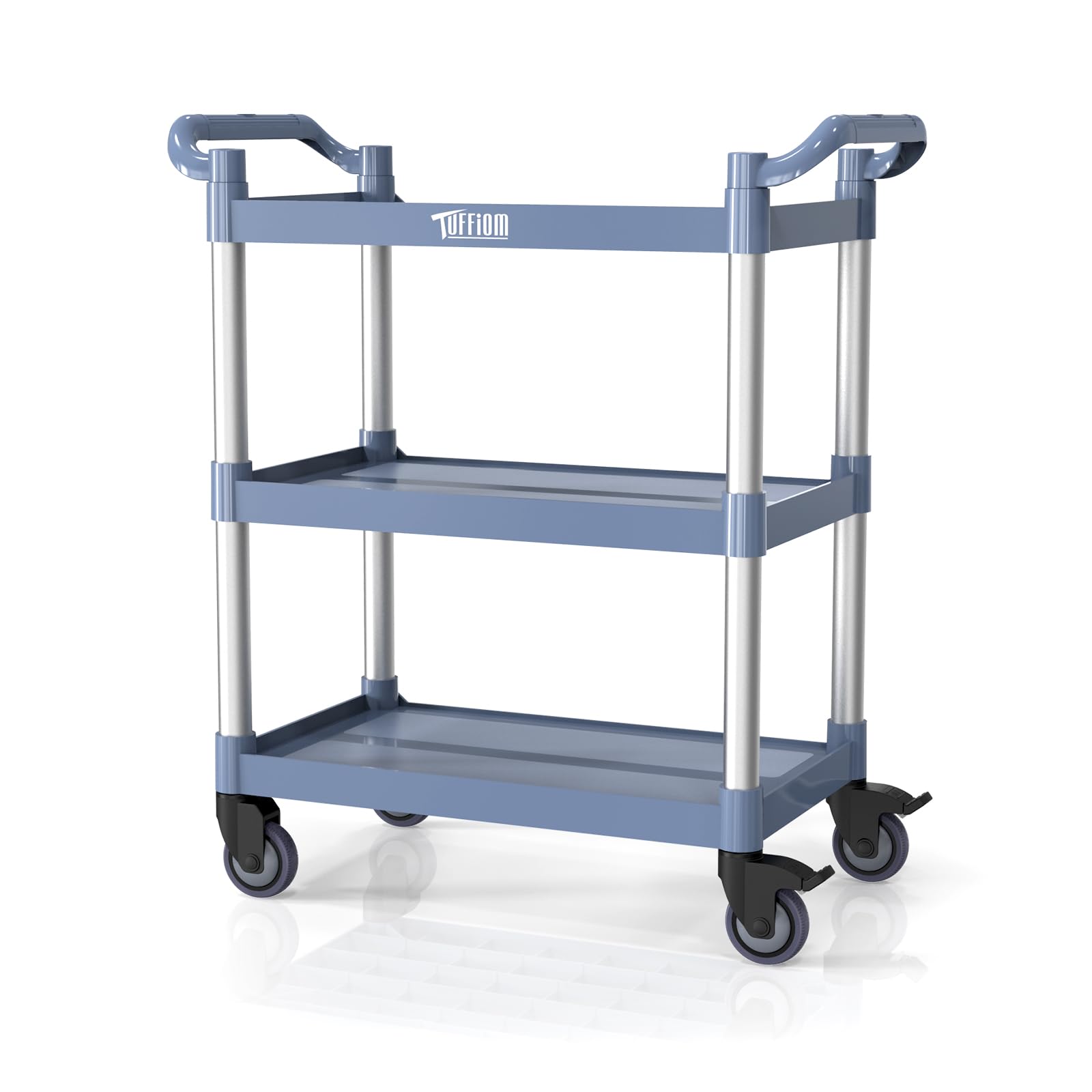 3-Tier Medium 390lbs Capacity Plastic Utility Cart with Wheels Grey