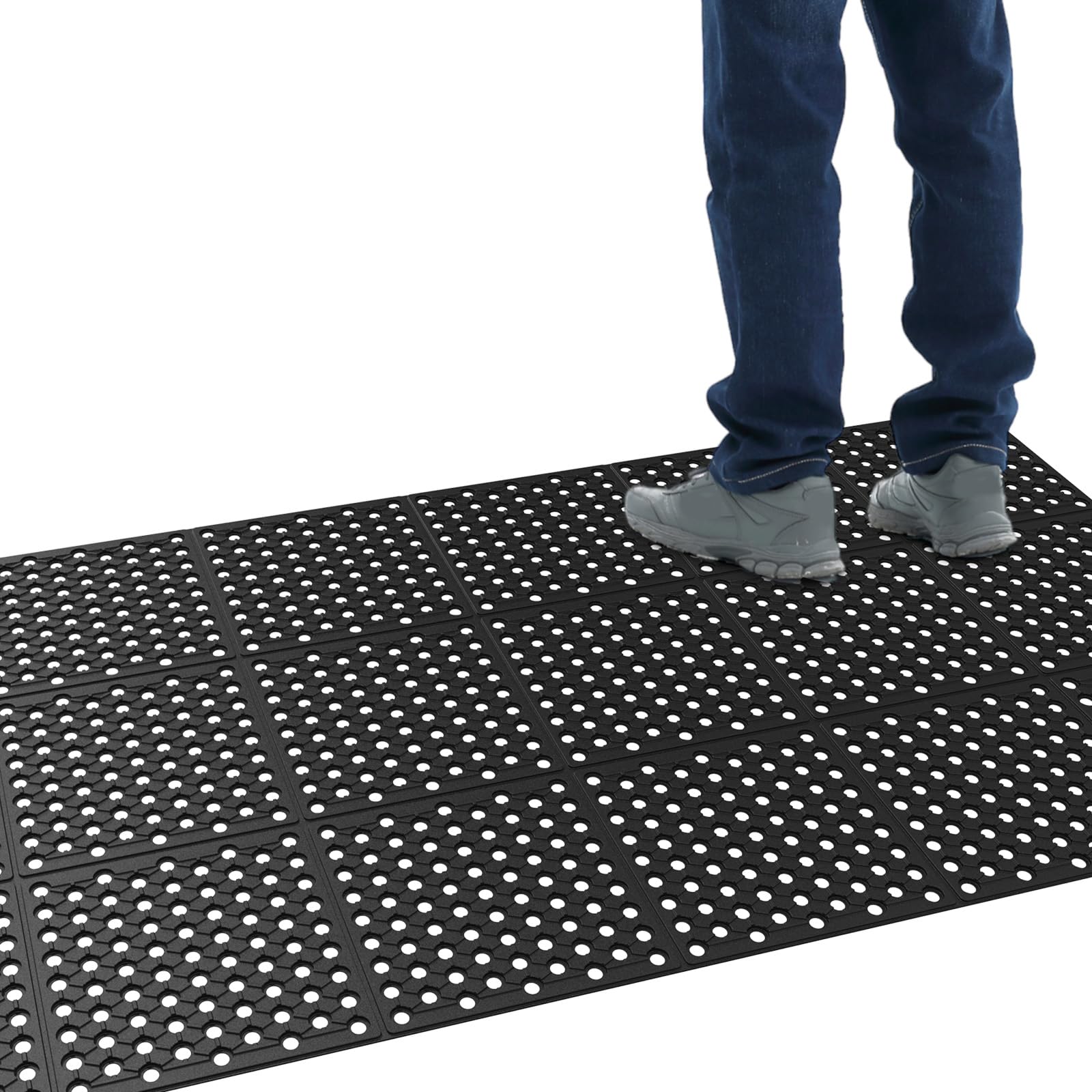 ROVSUN 36'' x 118''(3 x 10 FT) Rubber Floor Mat Anti-Fatigue Non-Slip with Holes