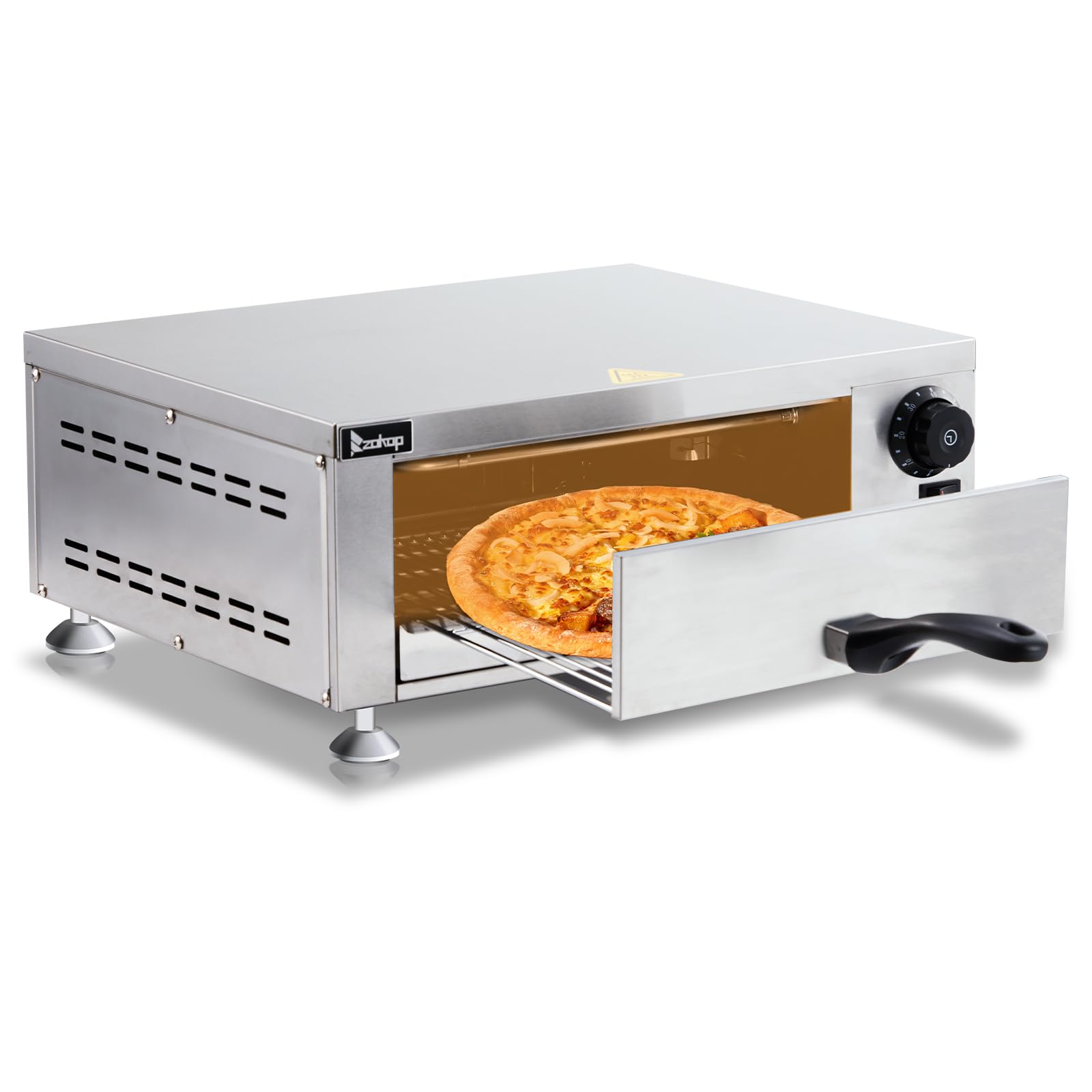 18.7" 1100W 110V Single Deck Pizza Oven Countertop Silver