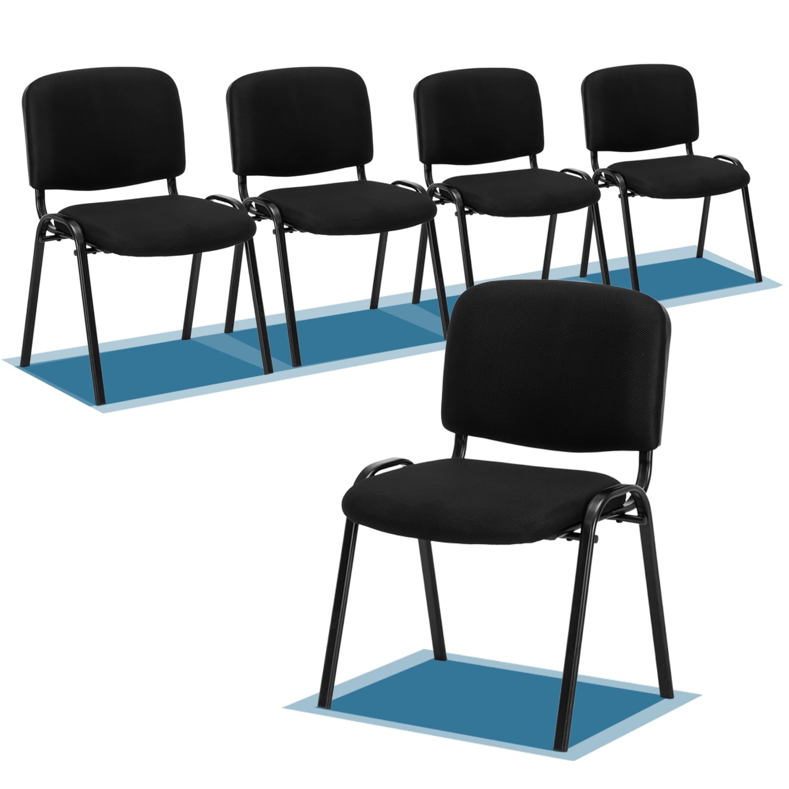 Office Fabric Mesh Stacking Chairs Armless Black