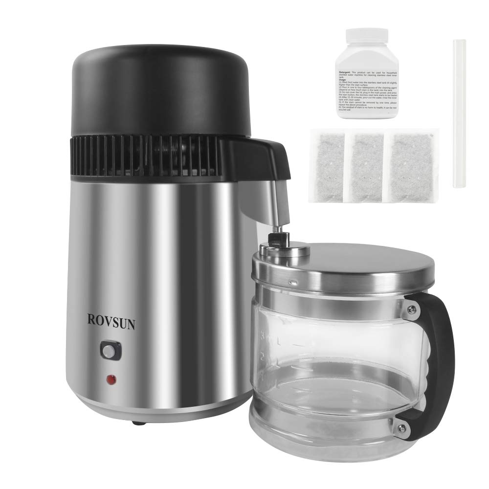 ROVSUN 4L Stainless Steel Water Distiller Countertop with Glass Collection Silver