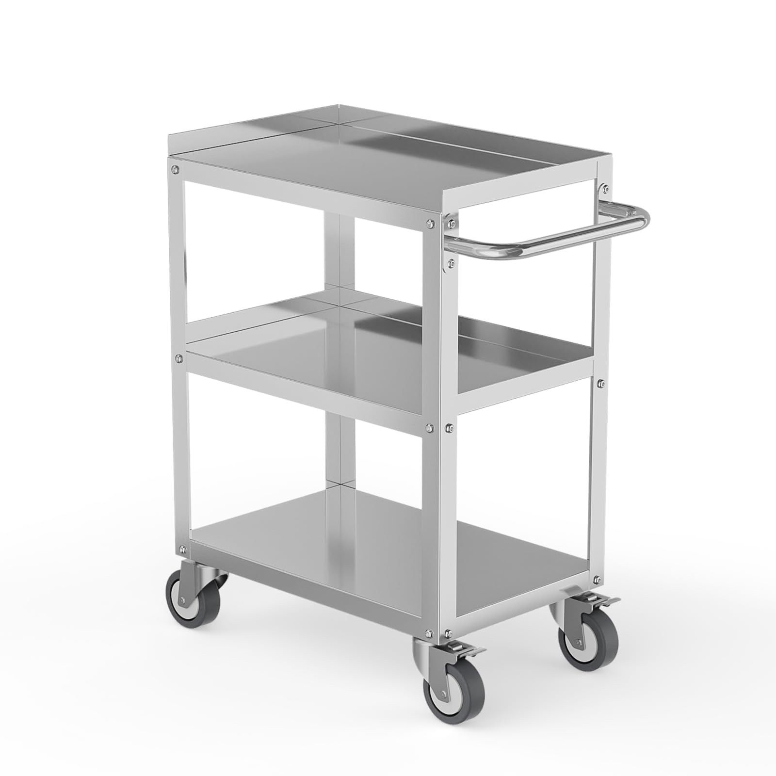 3-Tier Small Shelf Stainless Steel Utility Cart with Wheels