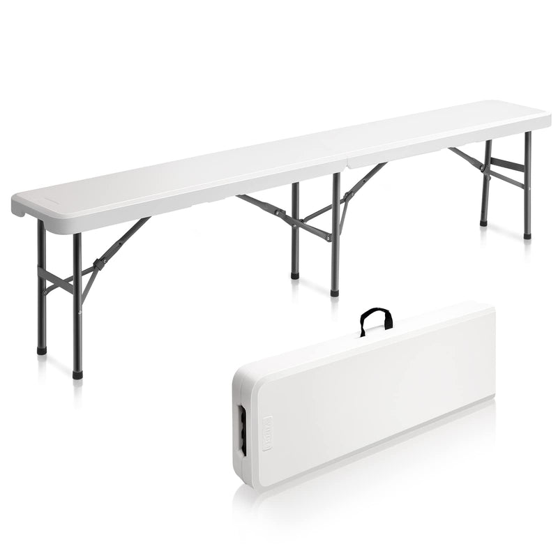 6 Feet Plastic Folding Bench Outdoor Picnic Party Seat White