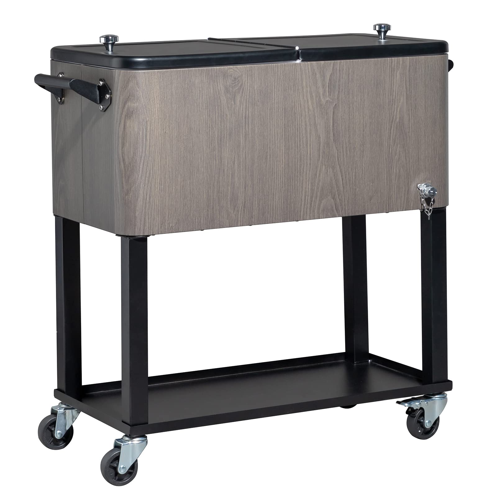 80 Quart Portable Outdoor Patio Rooling Cooler Cart Dark Grey