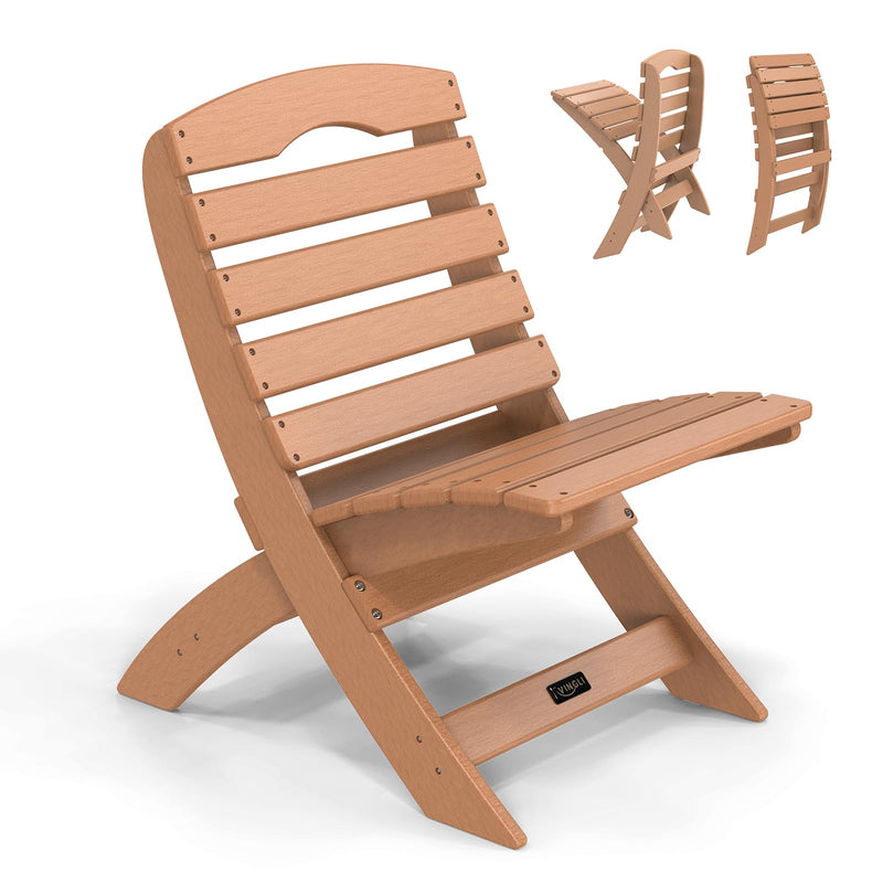 Portable Plastic Folding HDPE Adirondack Chair Teak