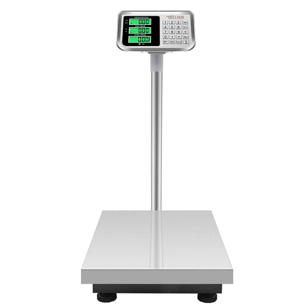 661 LBS Weight Heavy Duty Electronic Platform Scale with LCD Display Silver