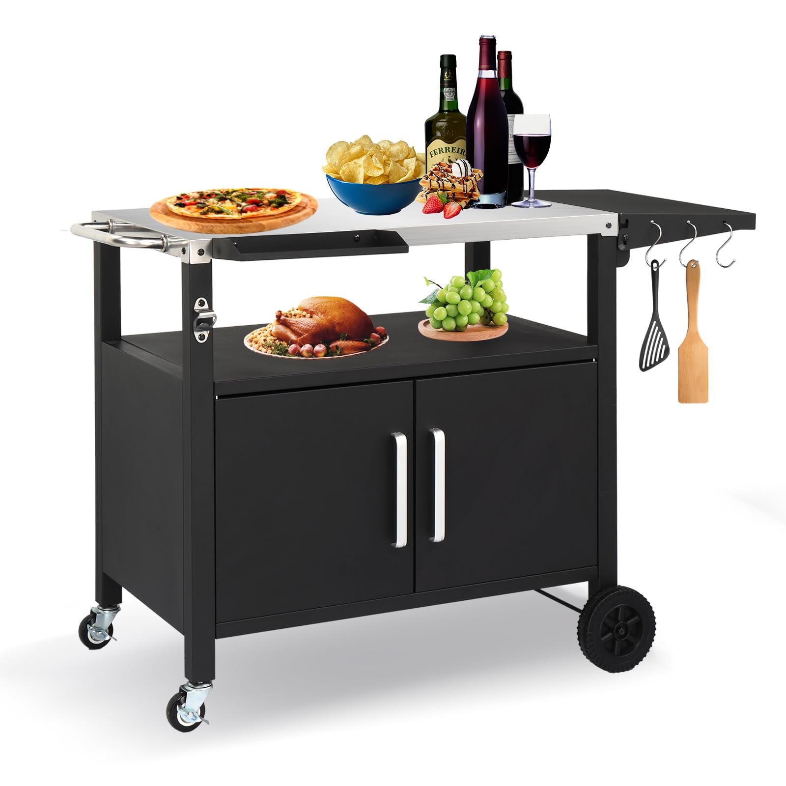 ROVSUN 44.5" Outdoor Grill Cart with Storage Cabinet