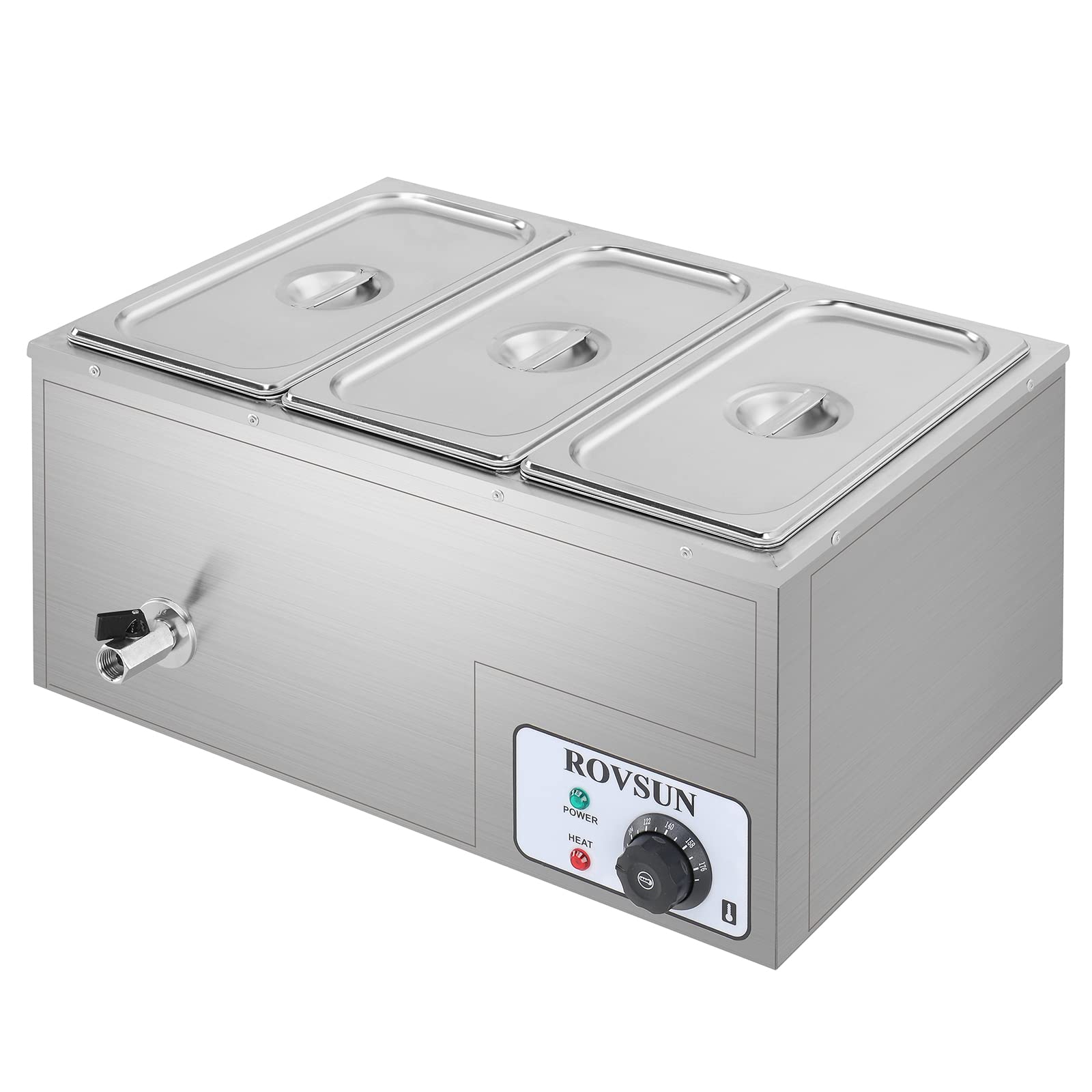 ROVSUN 21QT 600W 110V 3-Pan Electric Steam Table Food Warmer Countertop