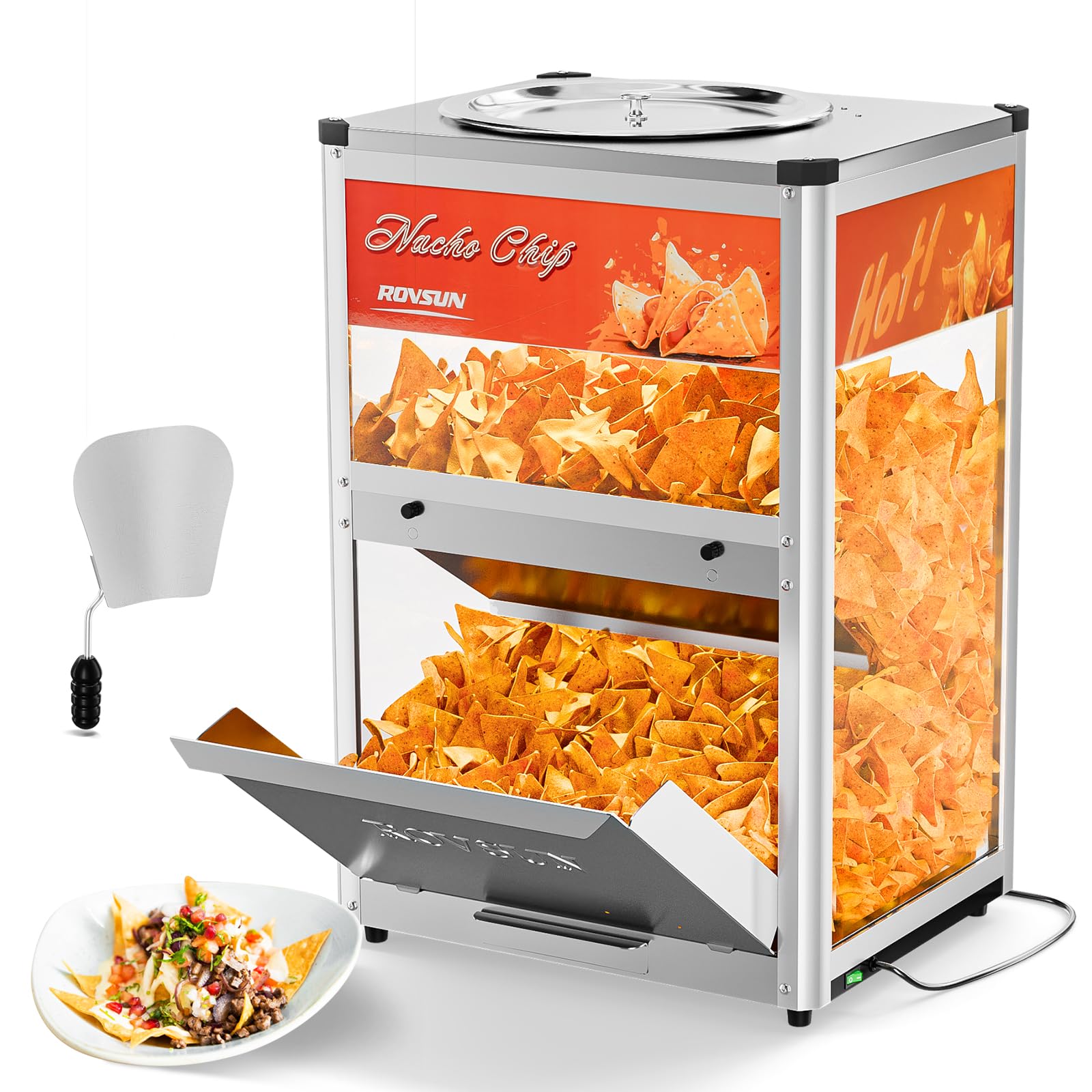 ROVSUN 10 lb. 160W 120V Nacho Chip Food Warmer Display Case Countertop