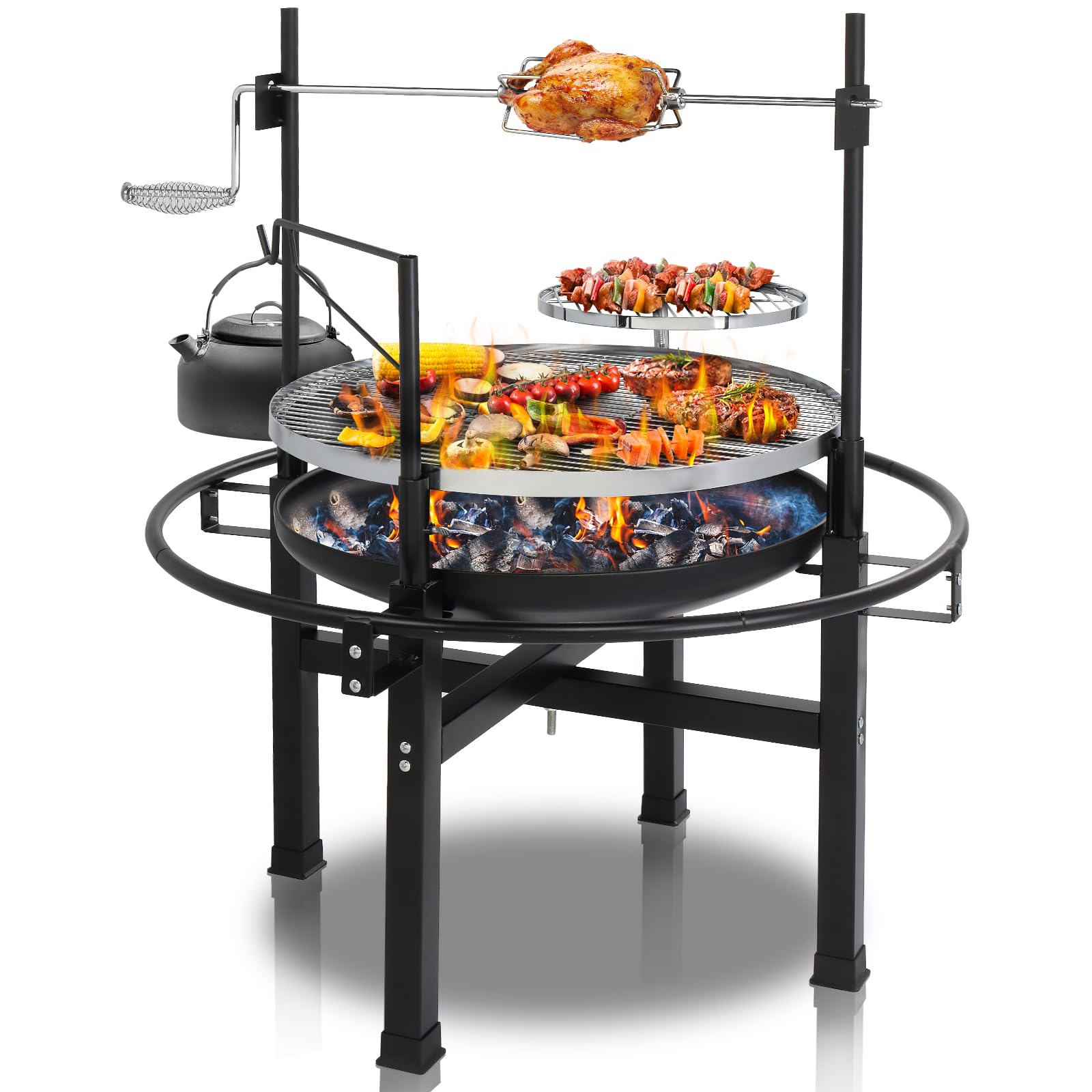 ROVSUN 33" 2 in 1 Wood Burning Fire Pits with Grills