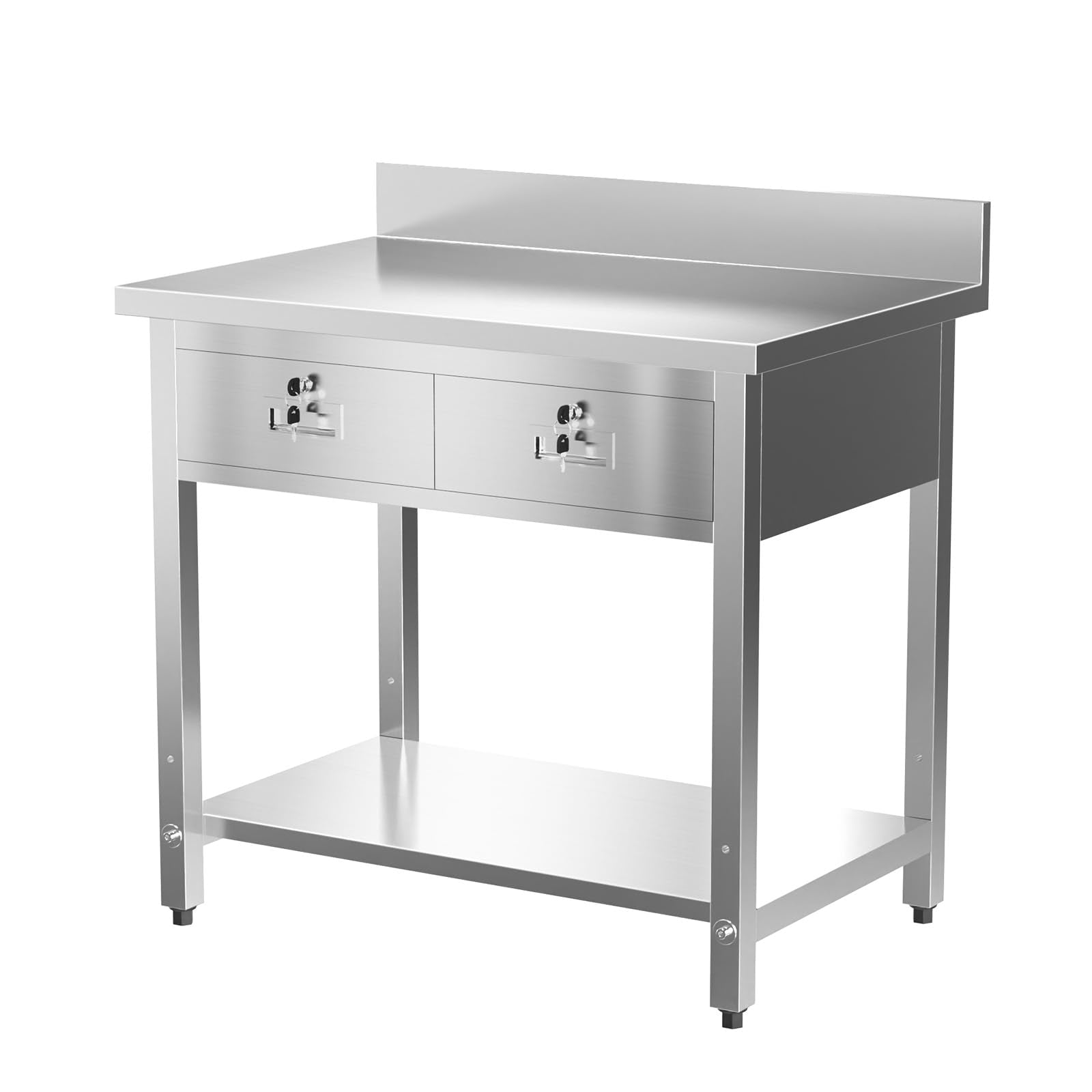 ROVSUN 36 x 24 Inches Stainless Steel Table with 2 Drawers