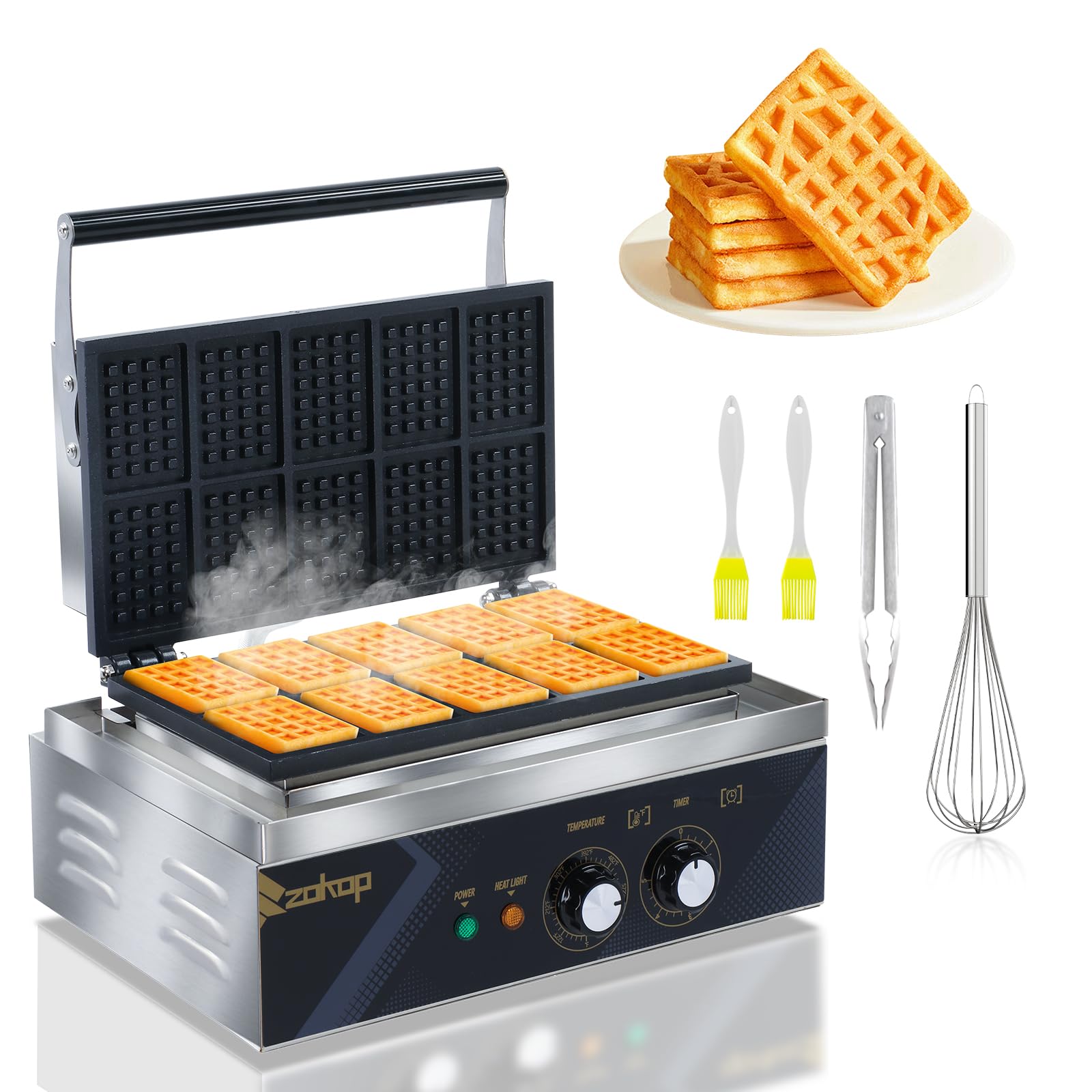 10 Grids 1550W 110V Electric Non-Stick Belgian Waffle Maker