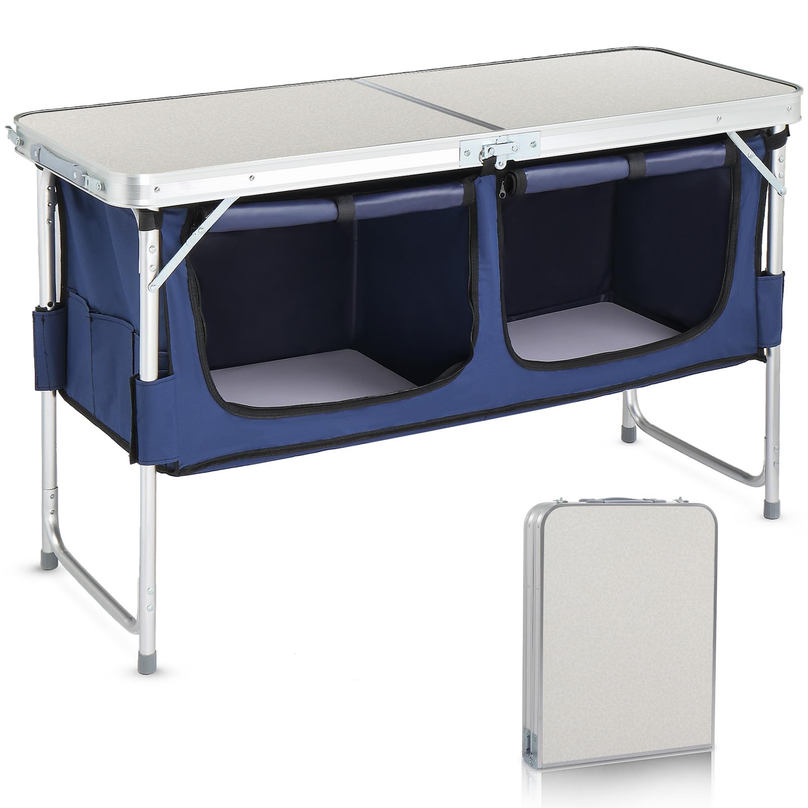 4 FT Folding Camping Table with Storage White