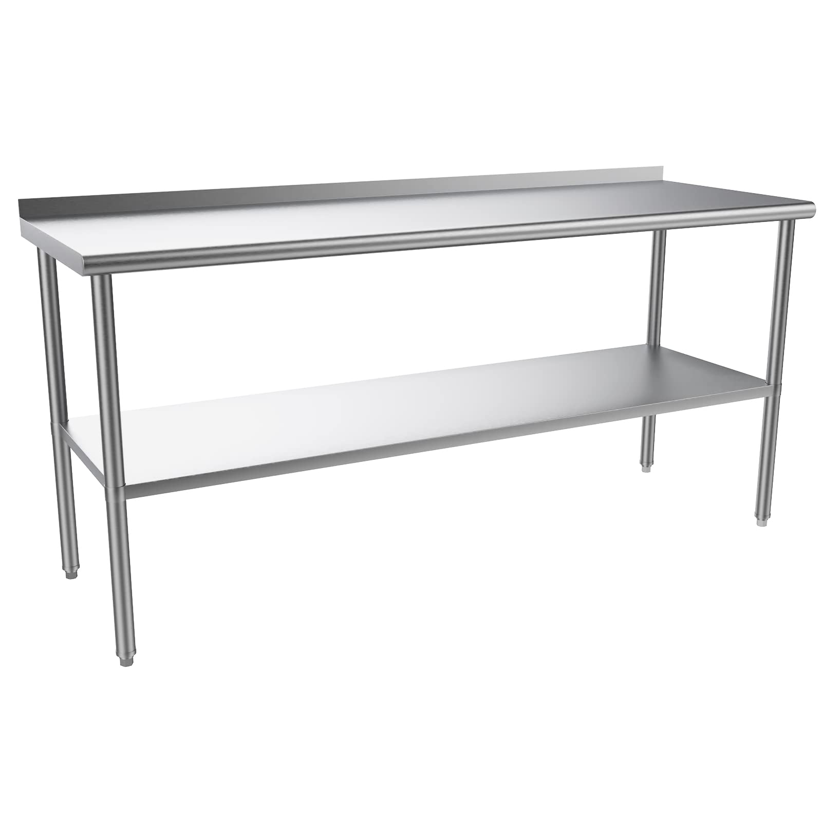 ROVSUN 24" x 72" Stainless Steel Table with Undershelf & Backsplash