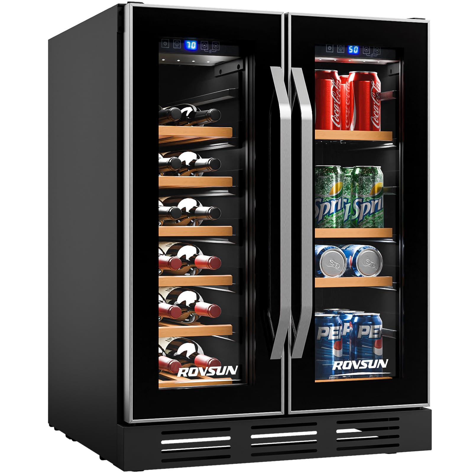 ROVSUN 34 Bottle Dual Zone Wine Cooler Fridge with Digital Temperature