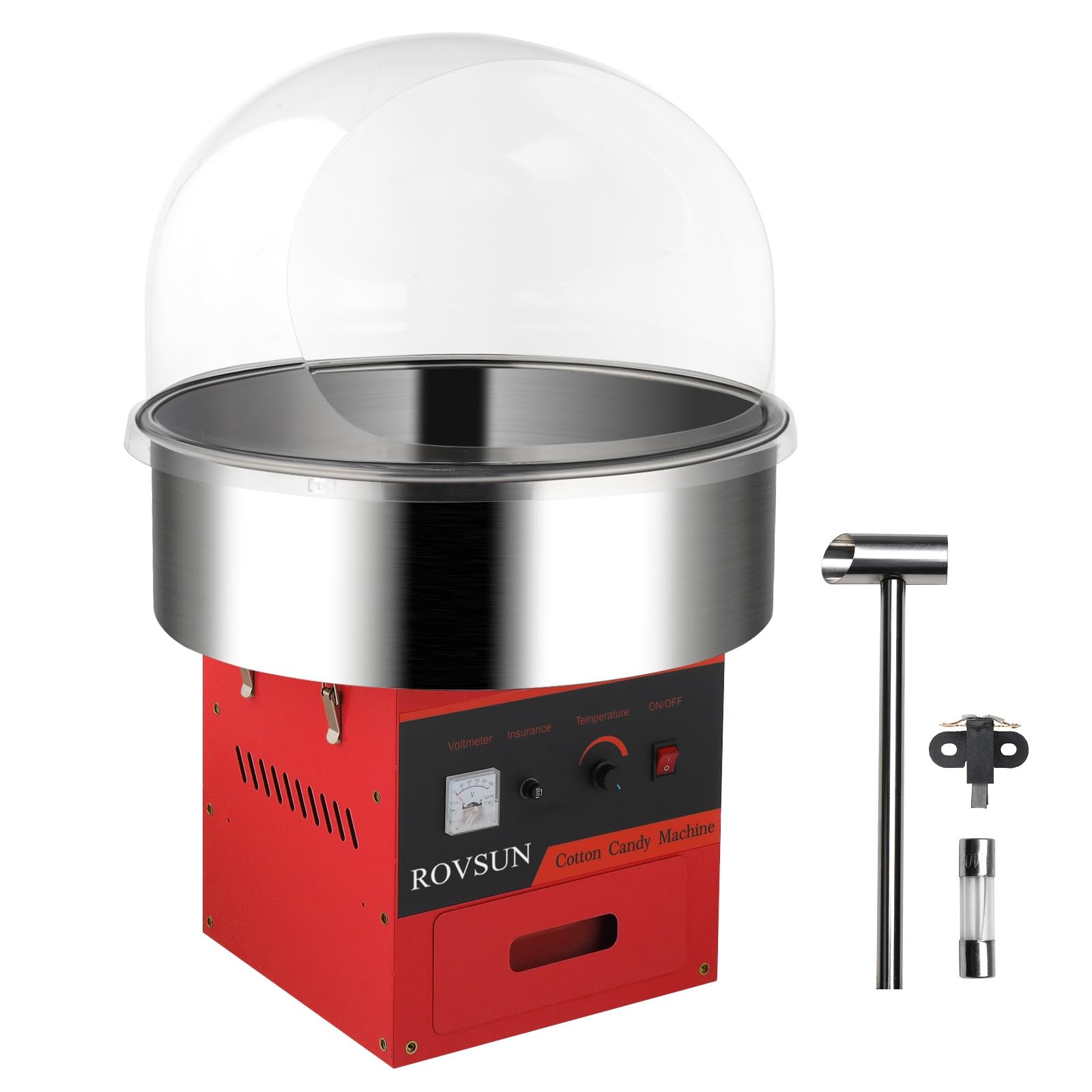 ROVSUN 21" 980W 110V Cotton Candy Machine with Cover Red