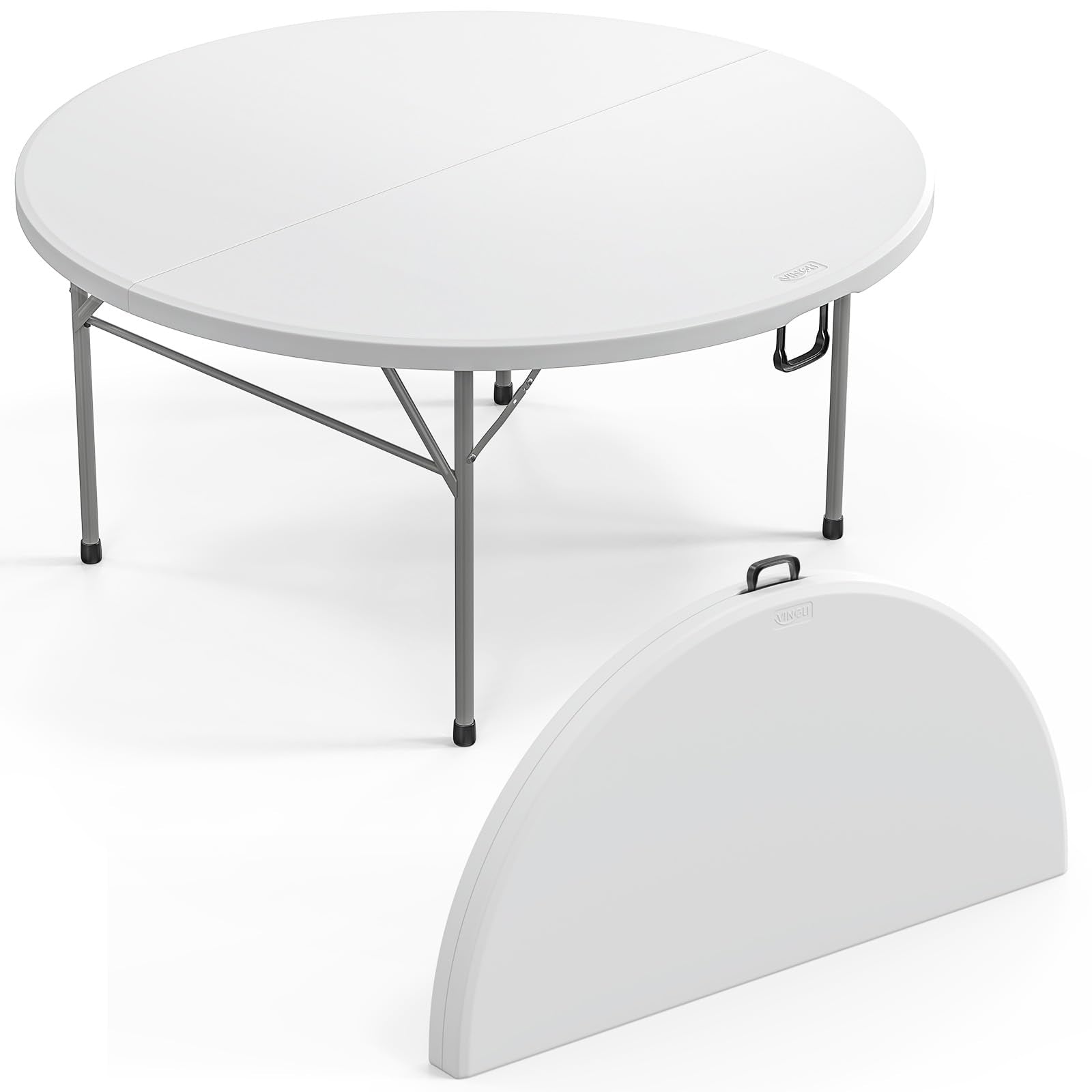 60 Inch Round Bi-Folding Portable Plastic Dining Card Table