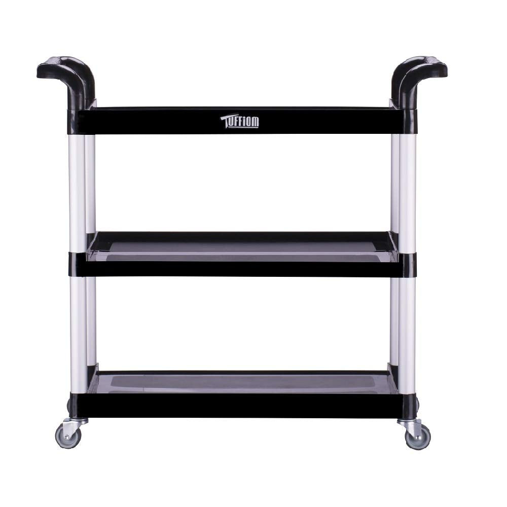 3-Tier Small 330lbs Capacity Shelf Plastic Utility Cart with Wheels Black