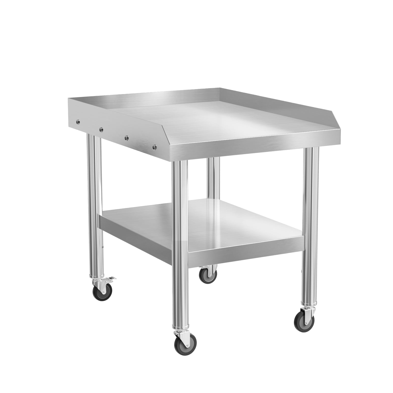 ROVSUN 24" x 30" Stainless Steel Equipment Stand with Undershelf & Wheels