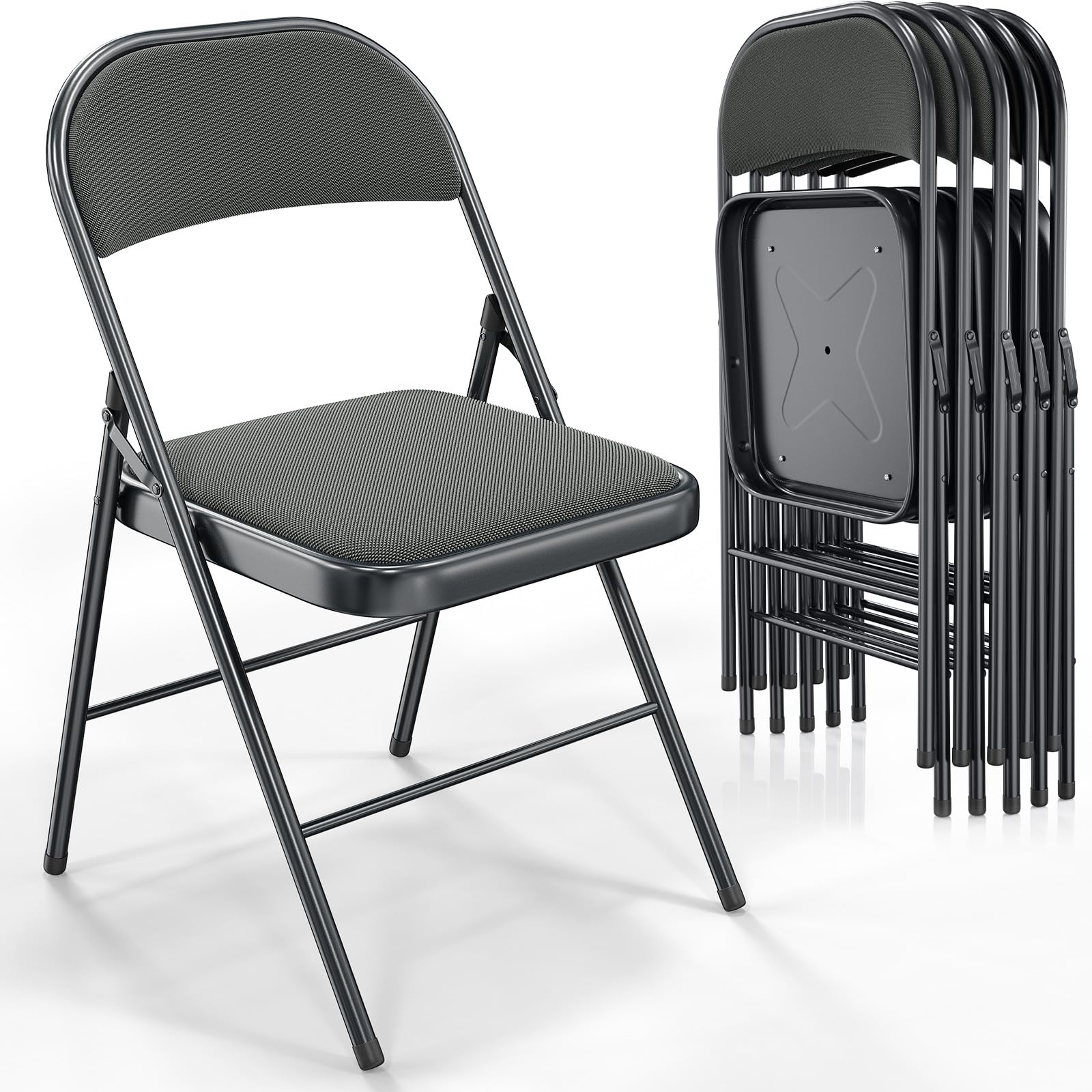 Folding Chairs with Fabric Seat Set & Back Grey