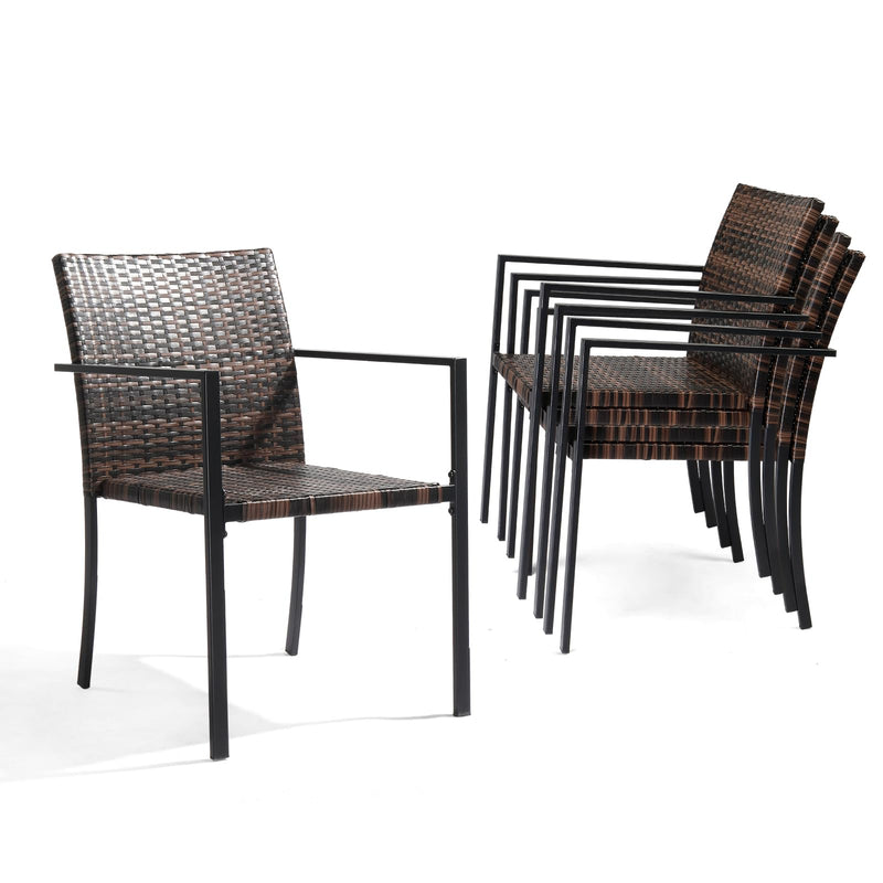 Wicker Outdoor Dining Chair Set Stackable