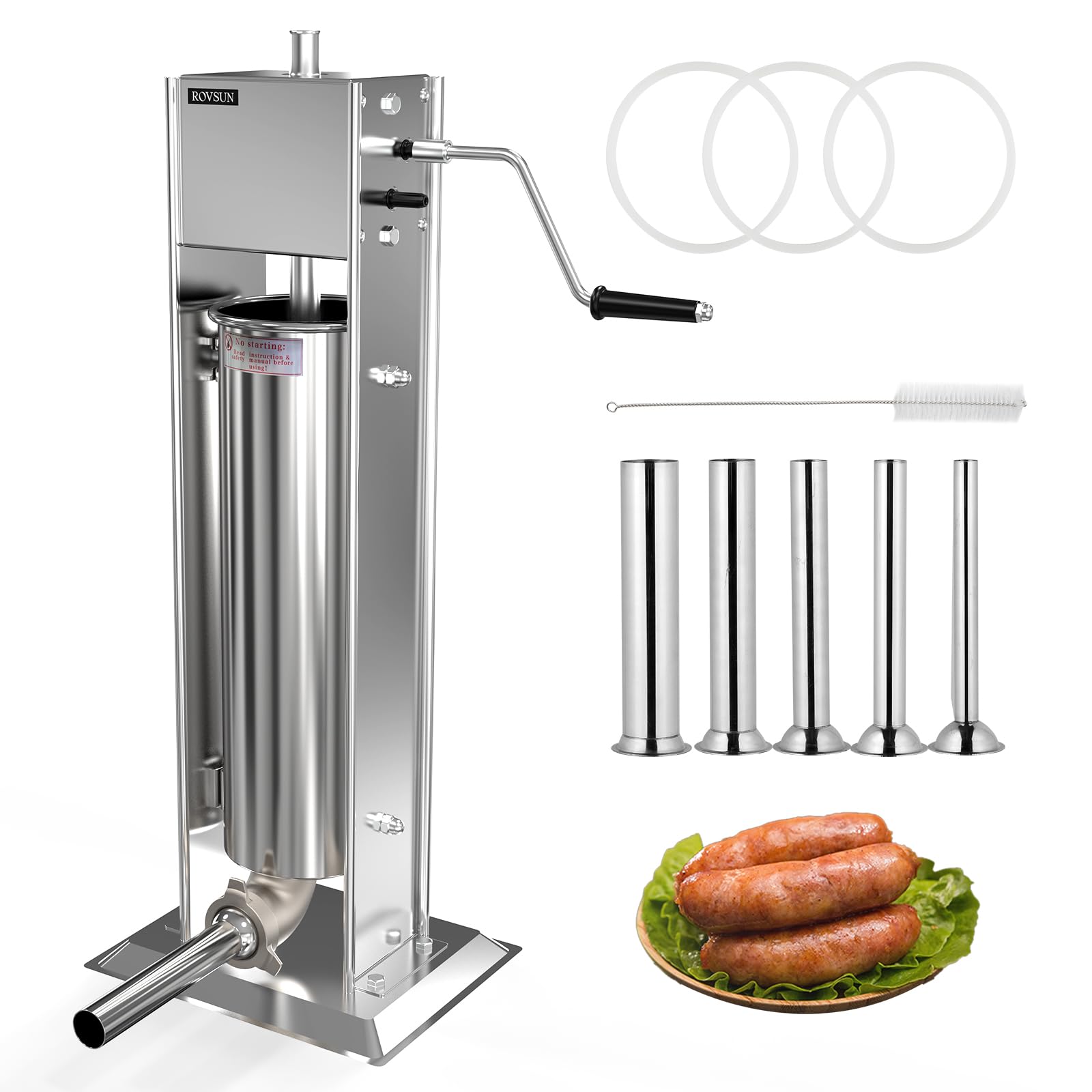 ROVSUN 15 LBS Manual Sausage Stuffer with 5 Stuffing Tubes