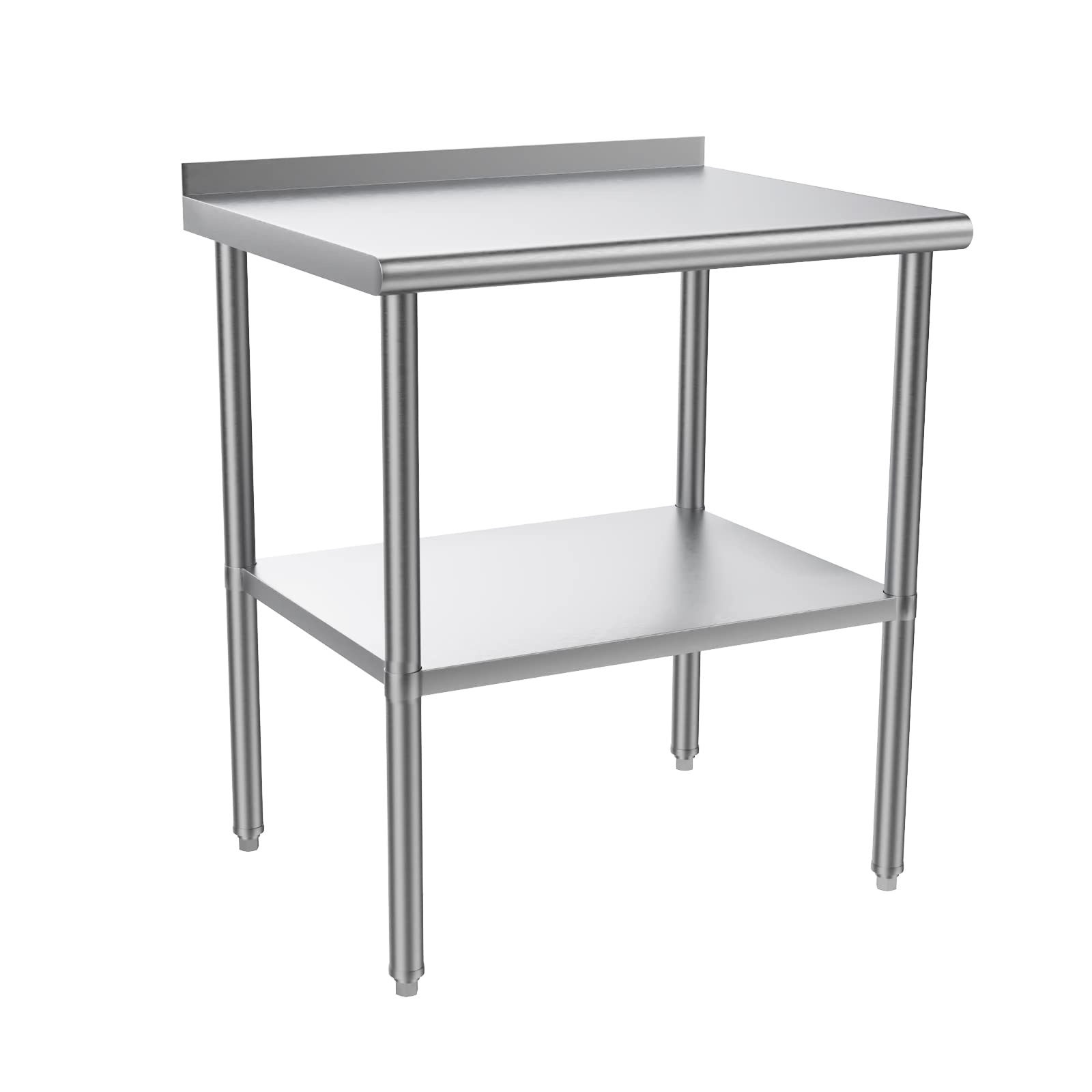 ROVSUN 24" x 30" Stainless Steel Table with Undershelf & Backsplash