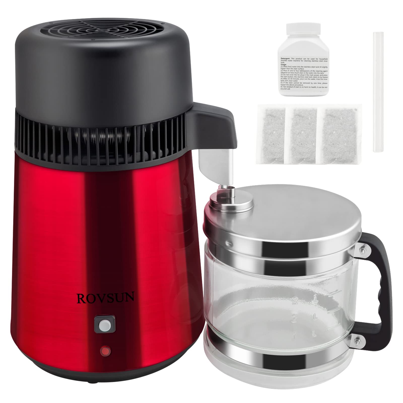 ROVSUN 1.1 Gallon 750W 110V Water Distiller Countertop Red