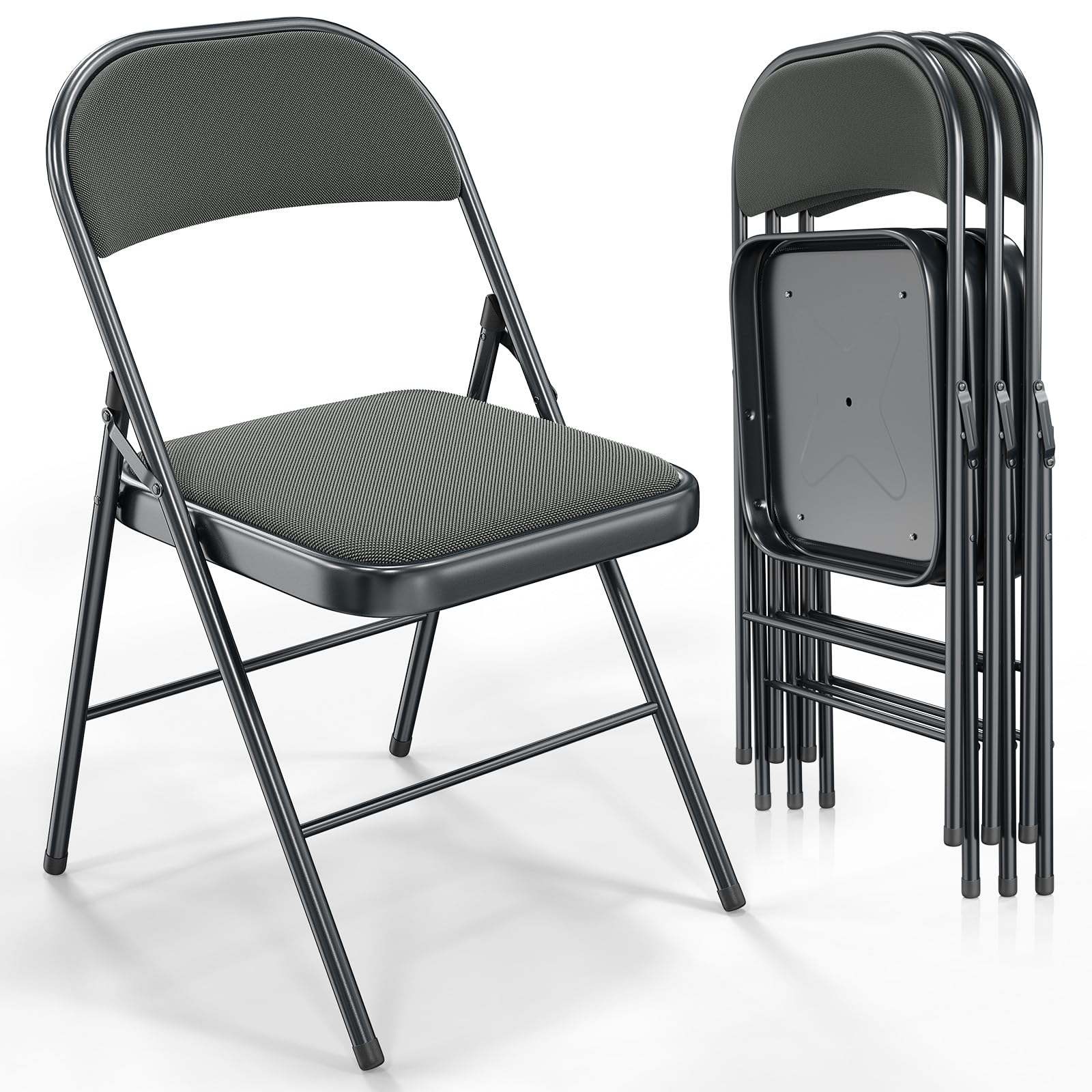 Folding Chairs with Fabric Seat Set & Back Grey