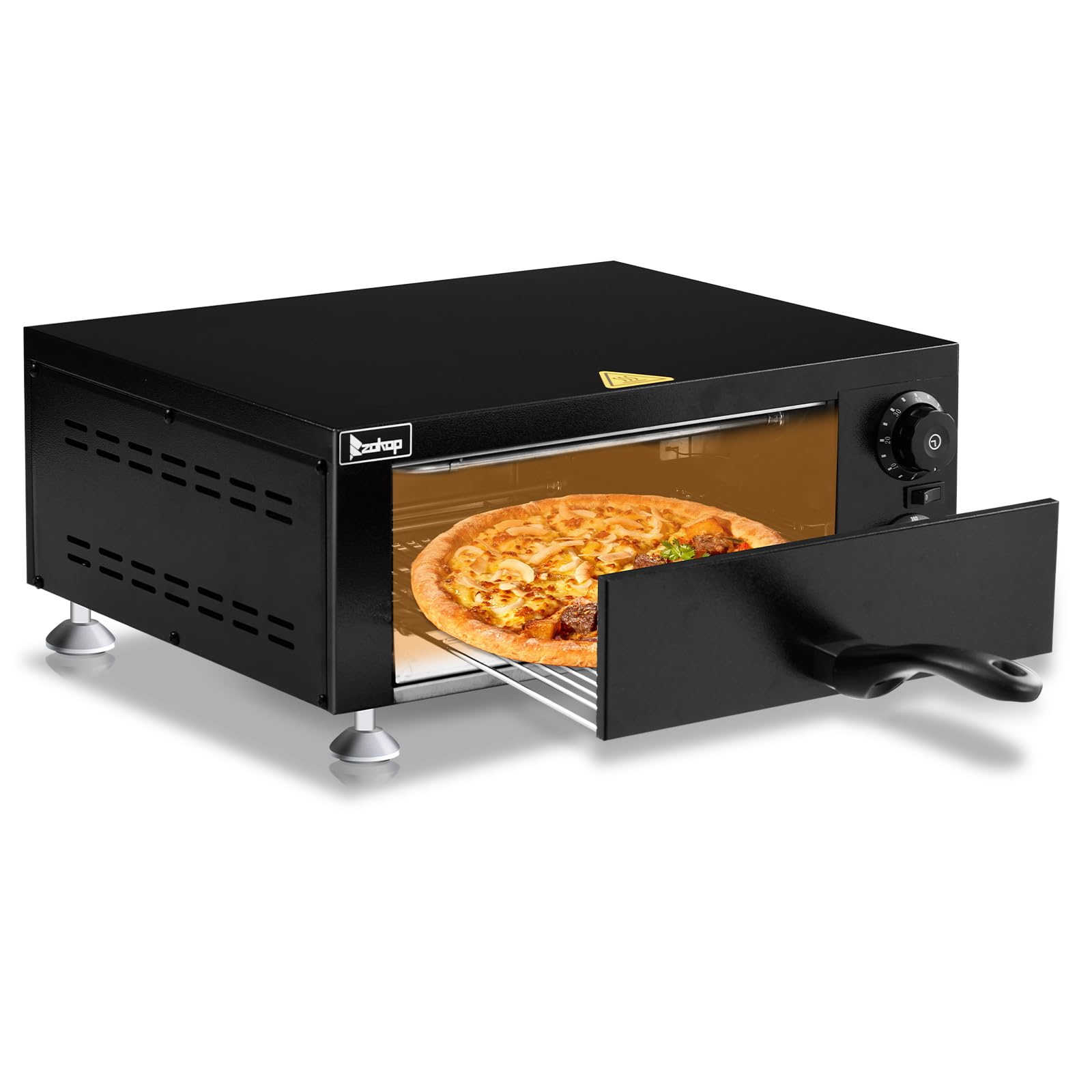 18.7" 1100W 110V Single Deck Pizza Oven Countertop Black