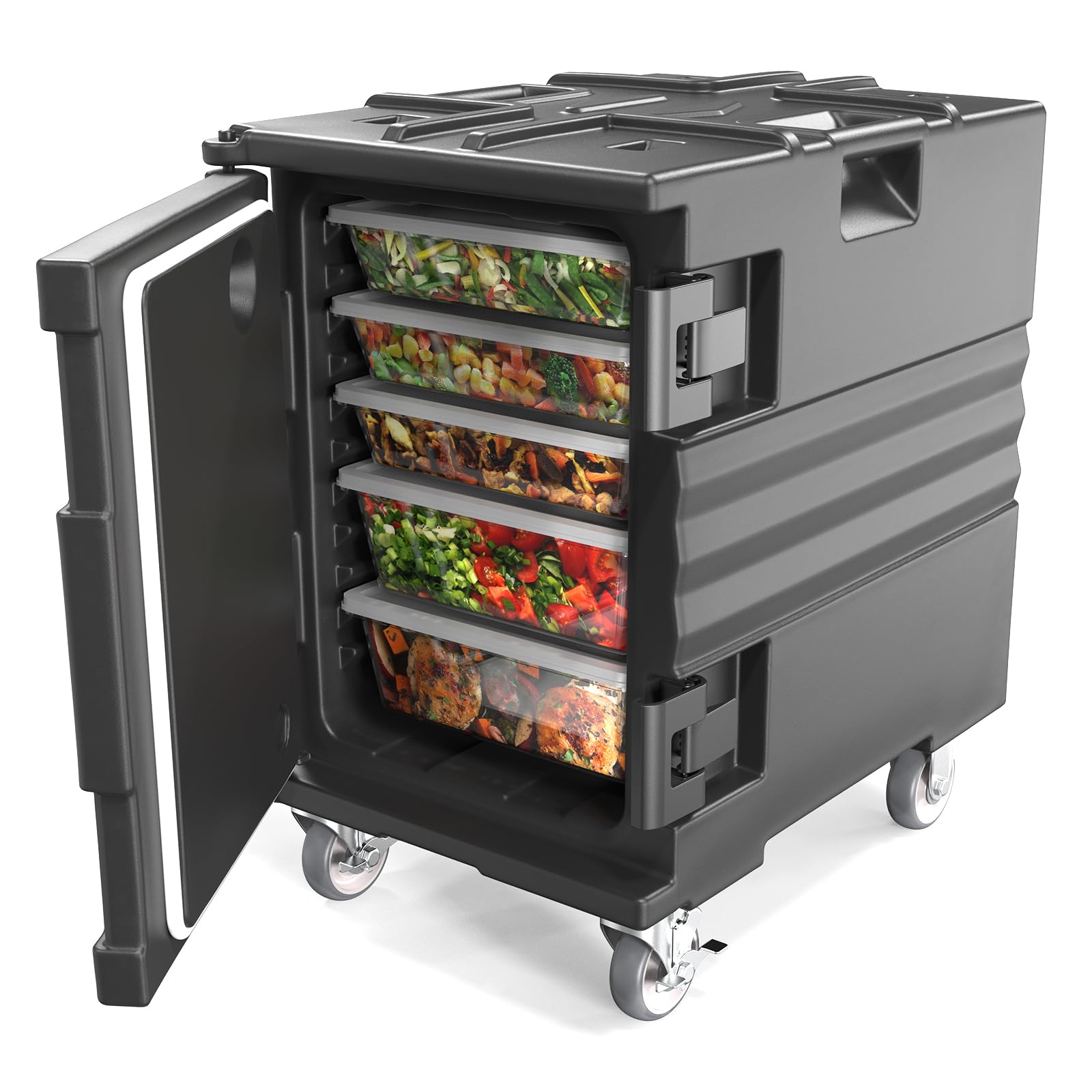 ROVSUN 82 QT Insulated Food Pan Carrier with Lockable Wheels Black