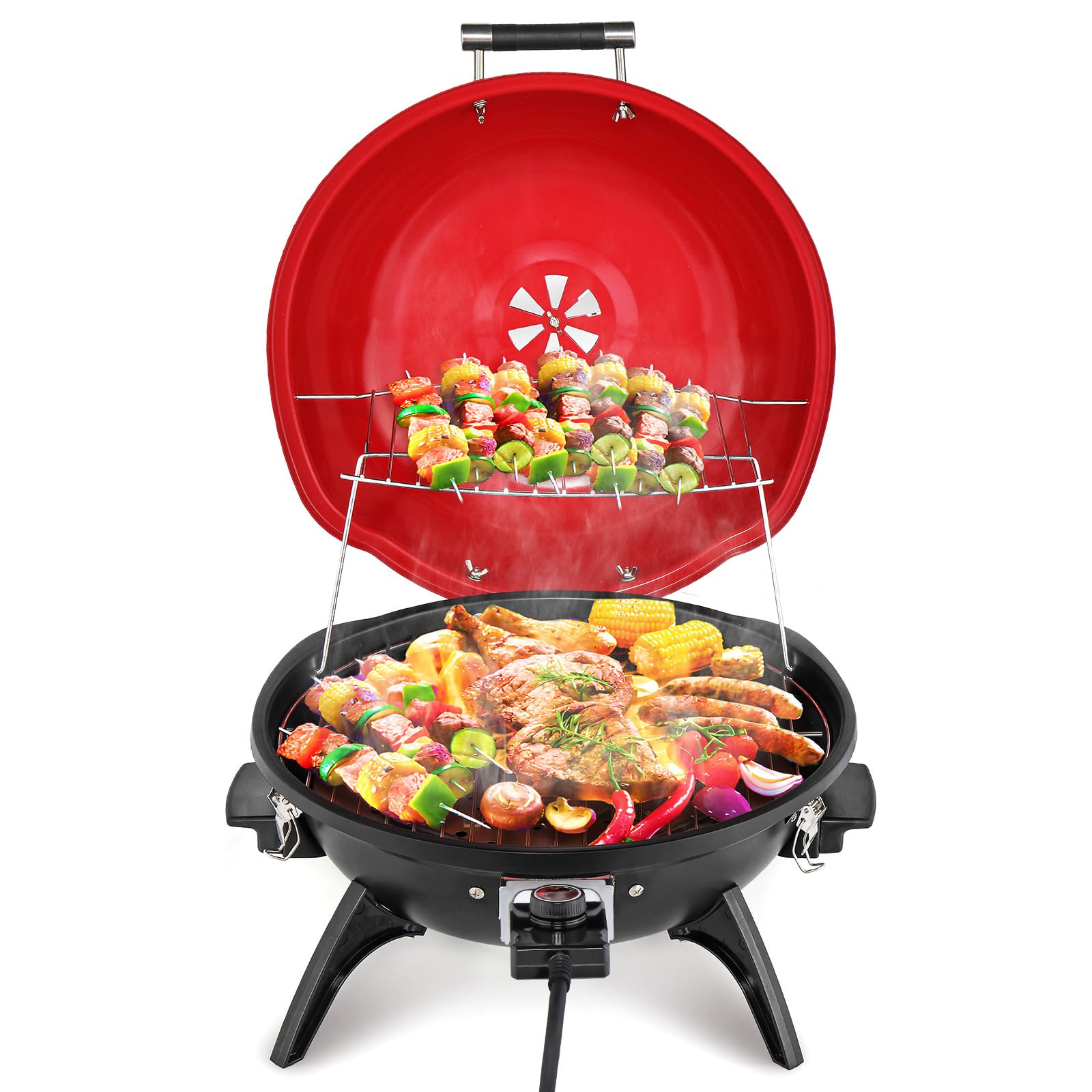 ROVSUN 1,600W Tabletop Electric Grill with Temperature Control Red