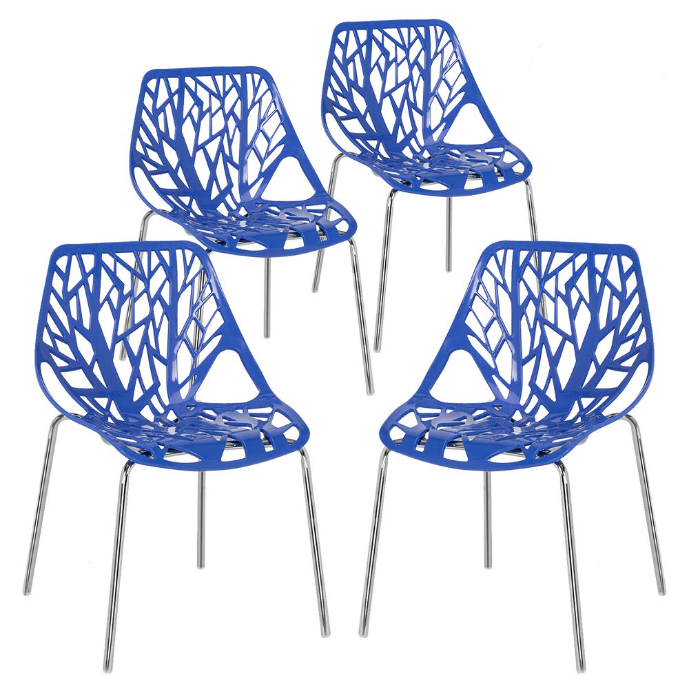 Plastic Saping Birch Stackable Chairs Set Blue