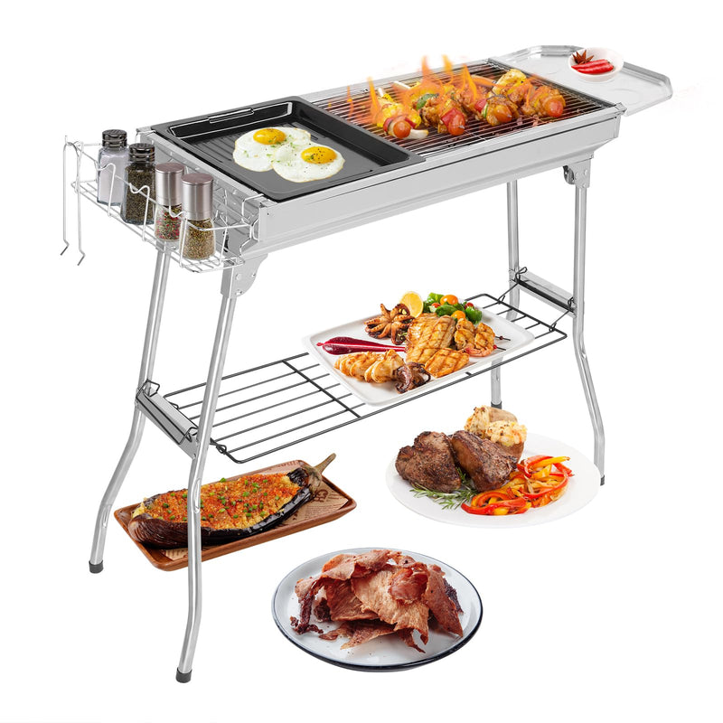 39 Inch Portable Stainless Steel Charcoal Grill Foldable