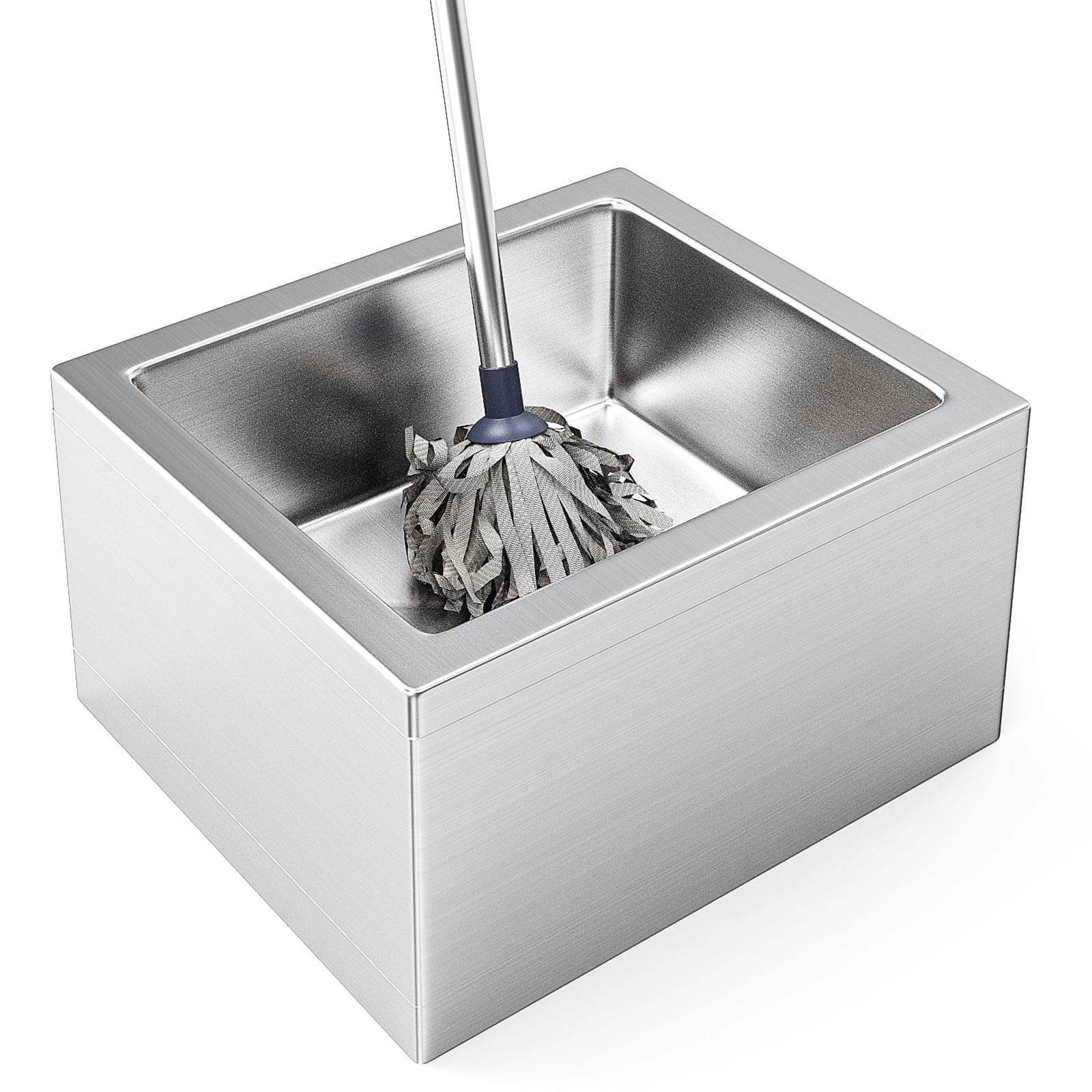 ROVSUN 22" L x 19" W x 12" H Stainless Steel Floor Mount Mop Sink