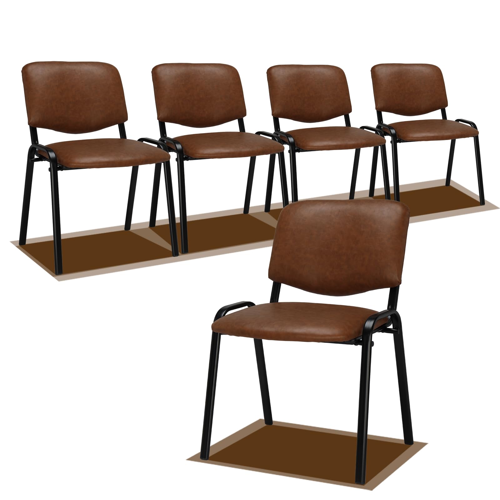 Office PU Stacking Chairs Armless Rustic