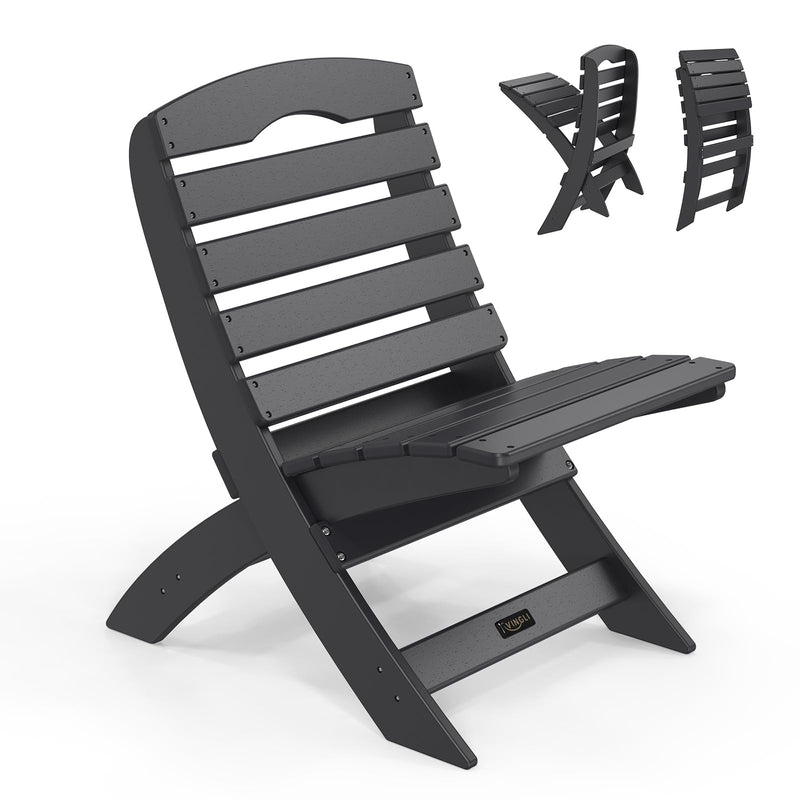 Portable Plastic Folding HDPE Adirondack Chair Black
