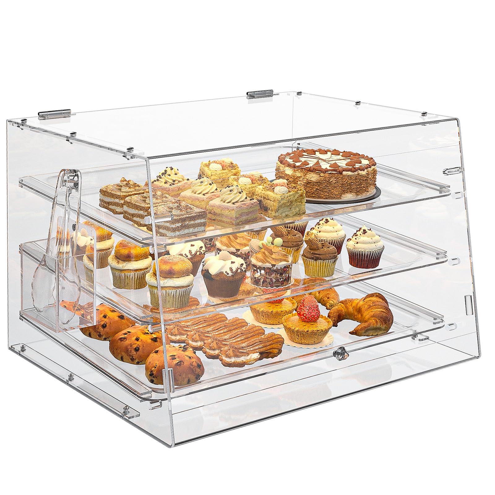 ROVSUN 3 Tier 21 Inch Bakery Pastry Display Case Countertop