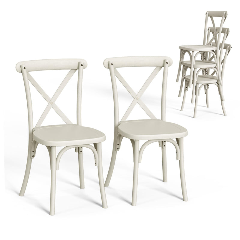 Plastic Outdoor Dining Chair Set Stackable with X Back White