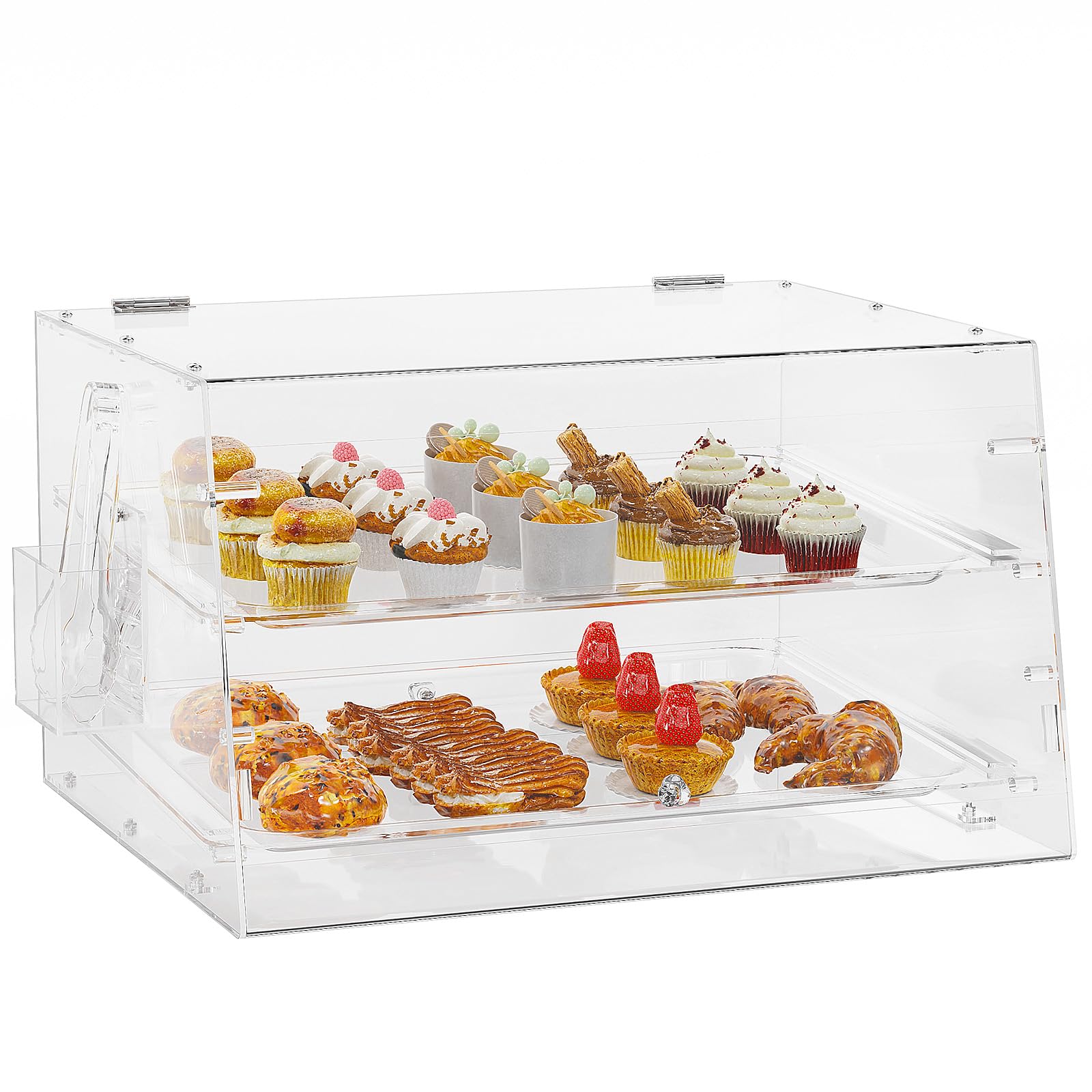 ROVSUN 2 Tier 21 Inch Bakery Pastry Display Case Countertop