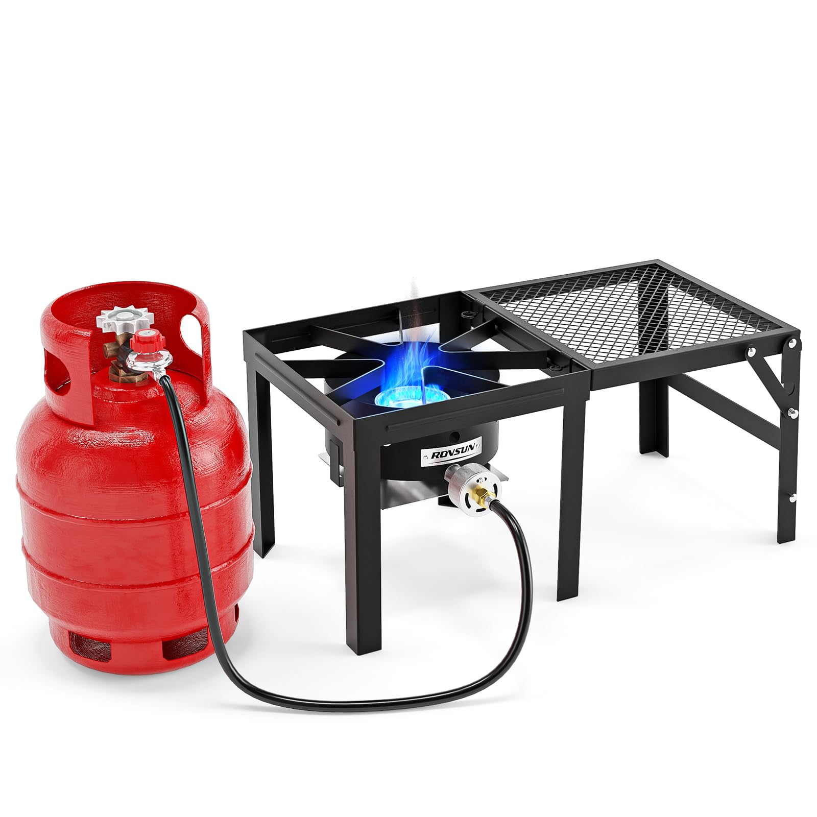 ROVSUN Single Burner 100,000 BTU Outdoor Gas Propane Stove with Foldable Side Shelf