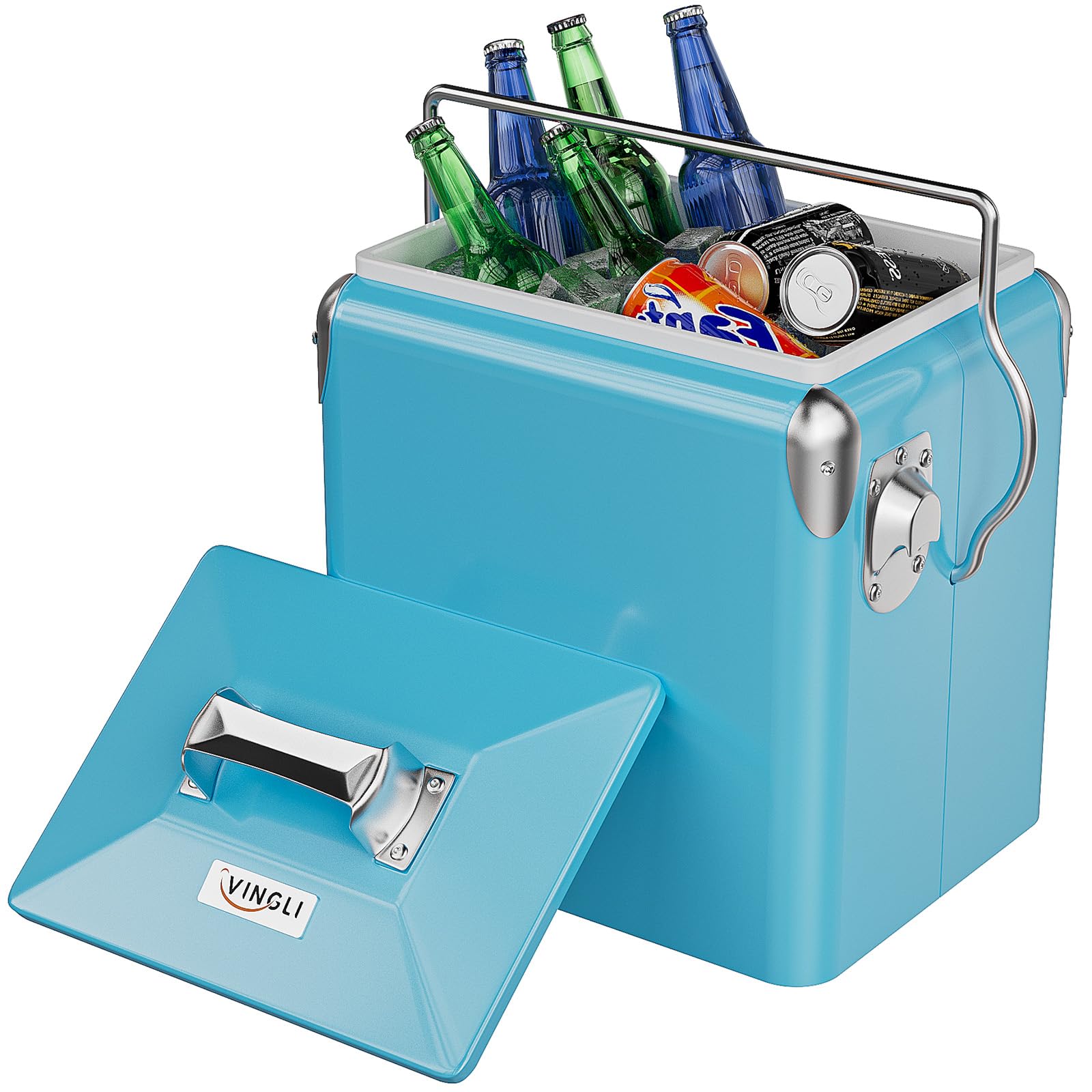 14 Quart Portable Outdoor Camping Small Cooler Ice Chest Blue