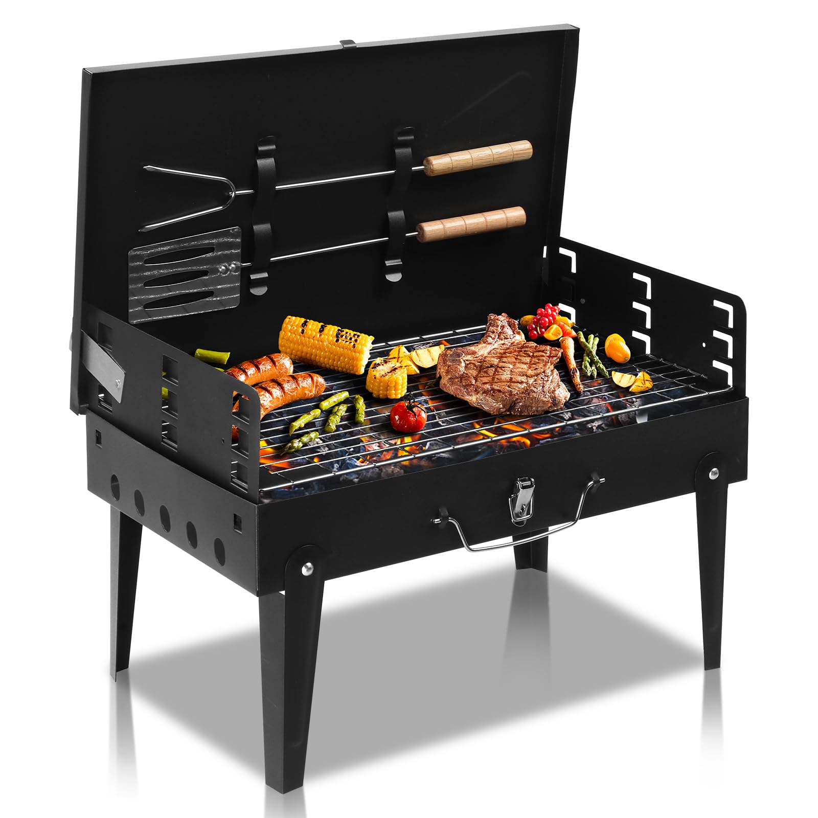 18 inch Portable Charcoal Grill Foldable with Barbecue Accessories