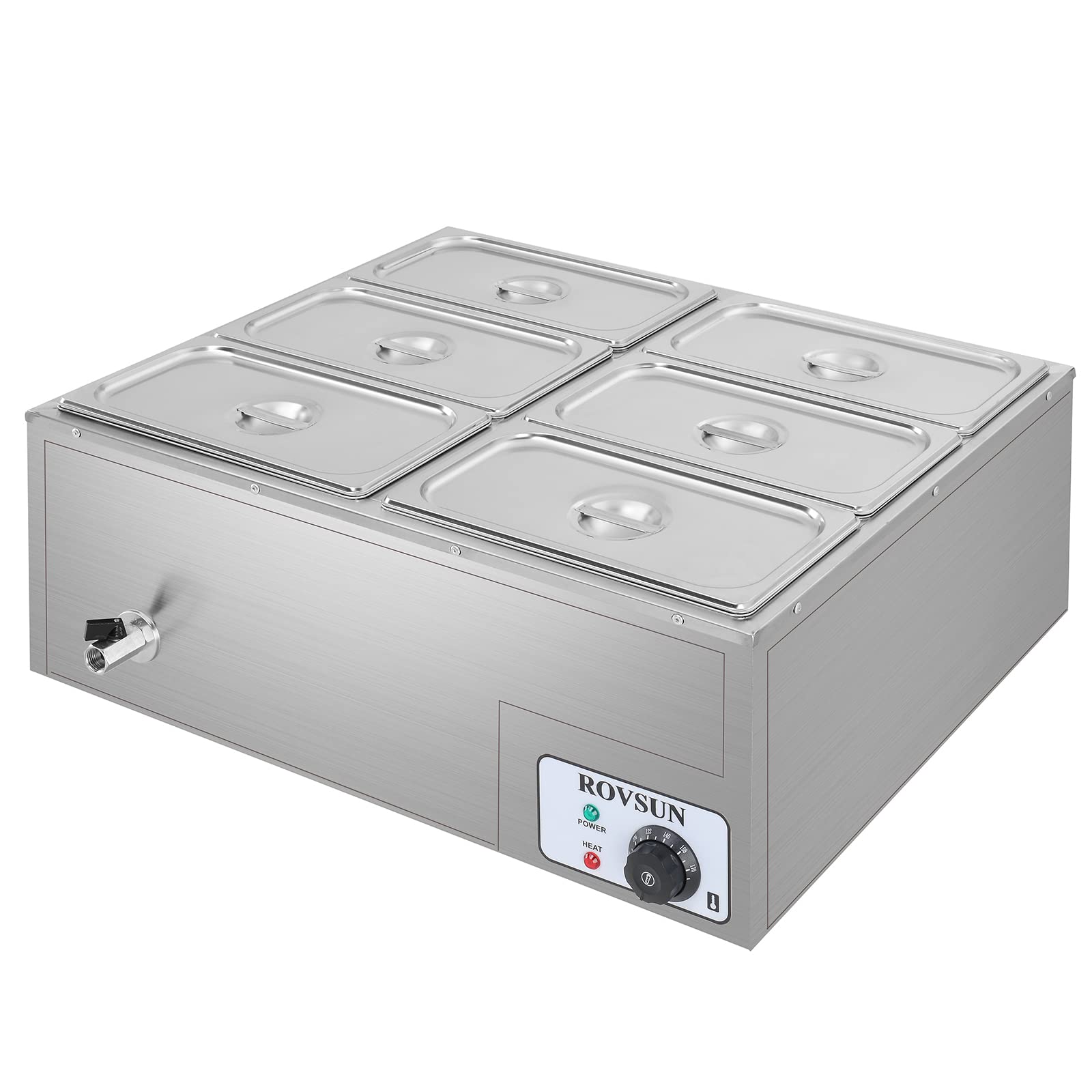 ROVSUN 42.3QT 1200W 110V 6-Pan Electric Steam Table Food Warmer Countertop