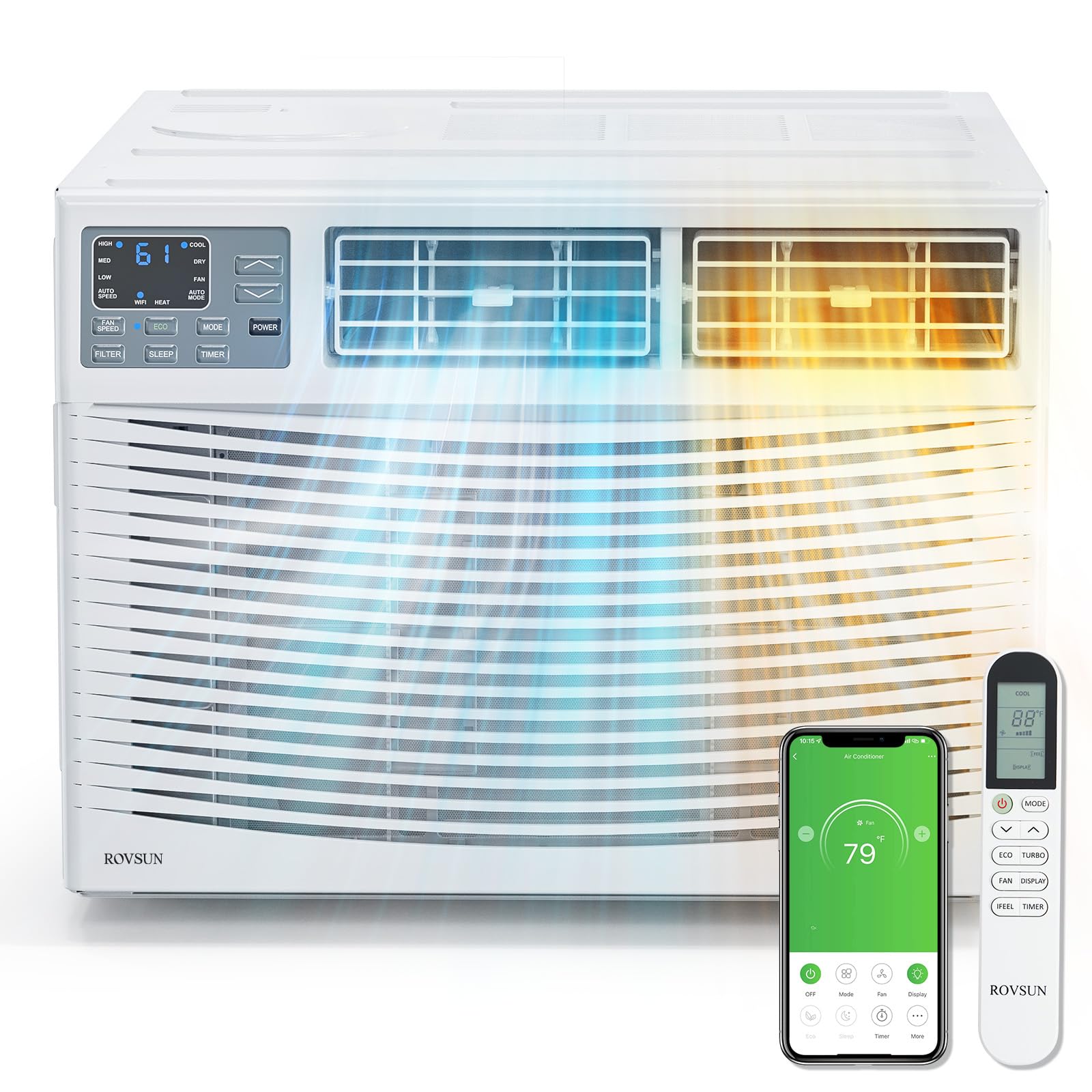 ROVSUN 8,000 BTU 115V Window Air Conditioner with Heat & Wifi/APP & Install Kit