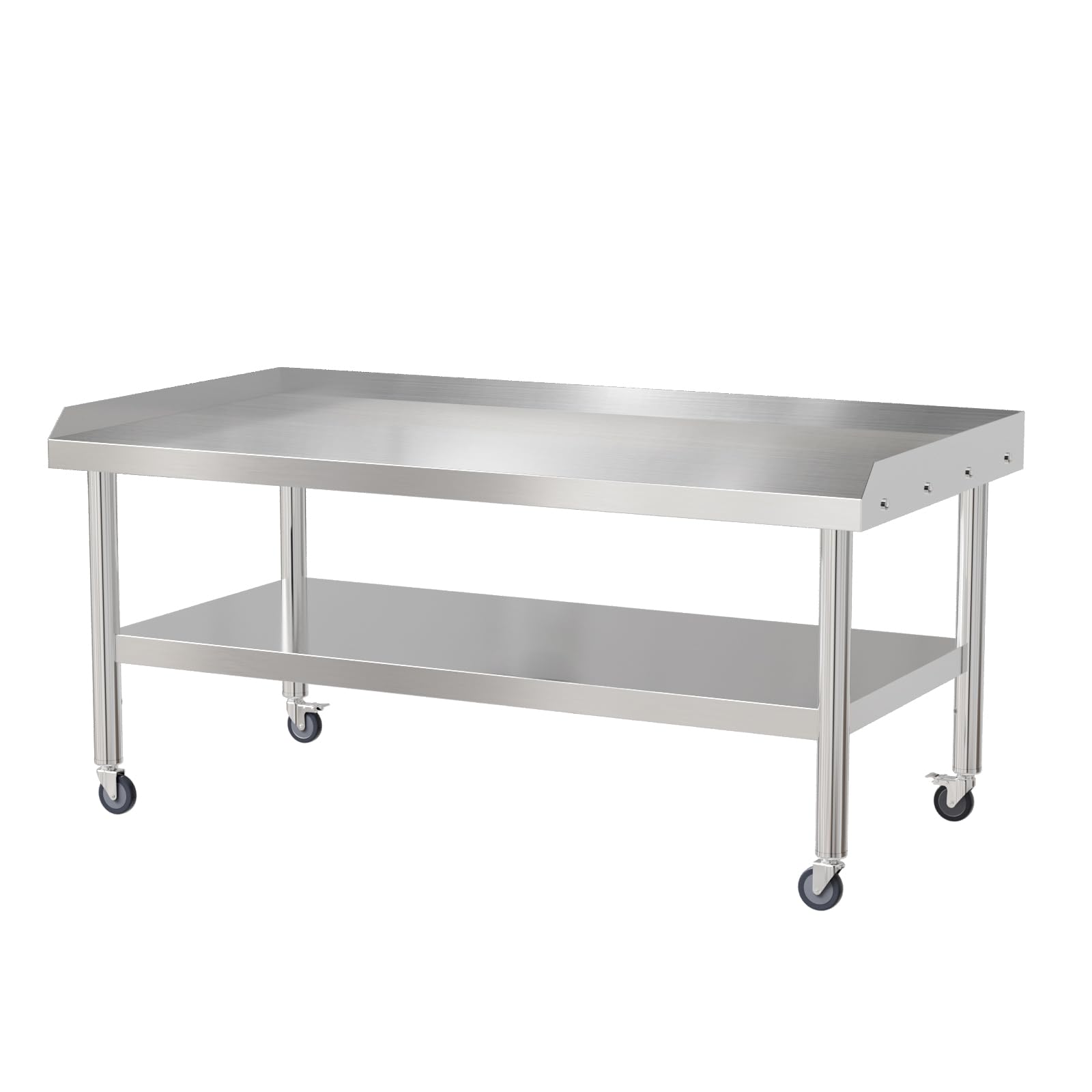 ROVSUN 60 X 30 X 26 Inch Stainless Steel Equipment Stand with Undershelf & Wheels