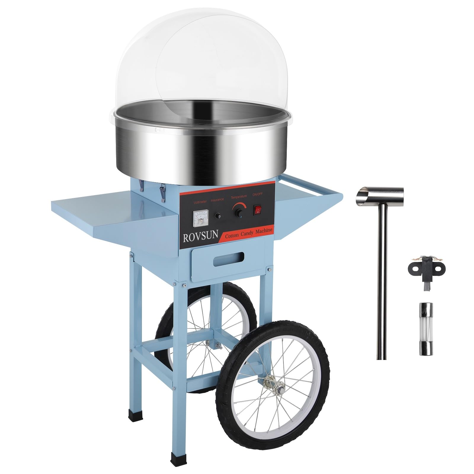 ROVSUN 21" 980W 110V Cotton Candy Machine Cart with Cover Blue